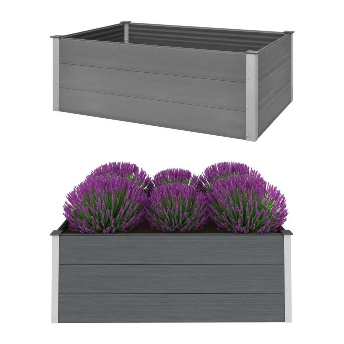 VIDAXL Lit sureleve de jardin WPC 150x100x54 cm Gris