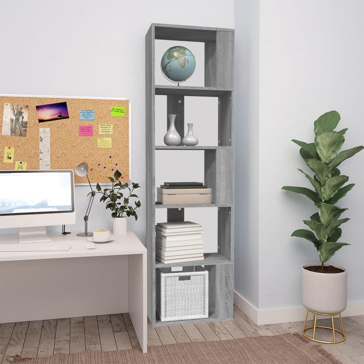 VIDAXL Bibliotheque Sonoma gris 45x24x160 cm Bois d'ingenierie