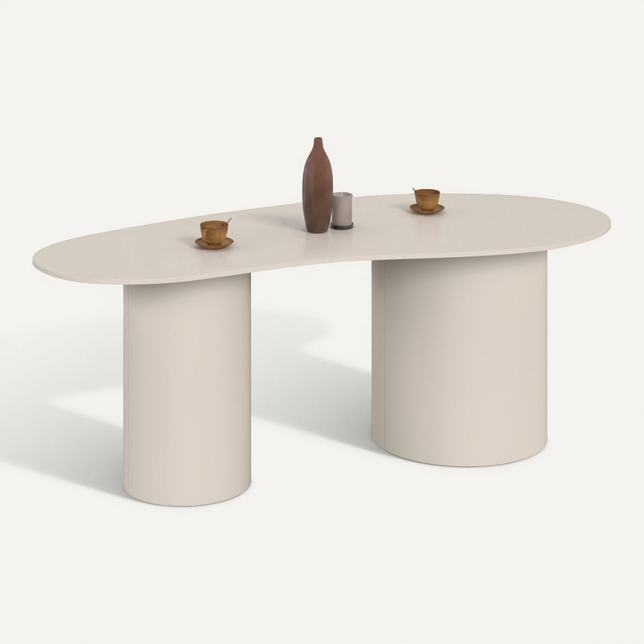 Voir la diapositive 6 : ID MARKET Table à manger ovale organique orphea 8 personnes 2 pieds cylindriques beige 200 cm