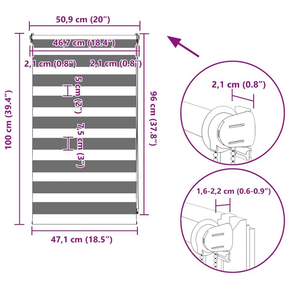 VIDAXL Store enrouleur tamisant 50 x 100 cm marron