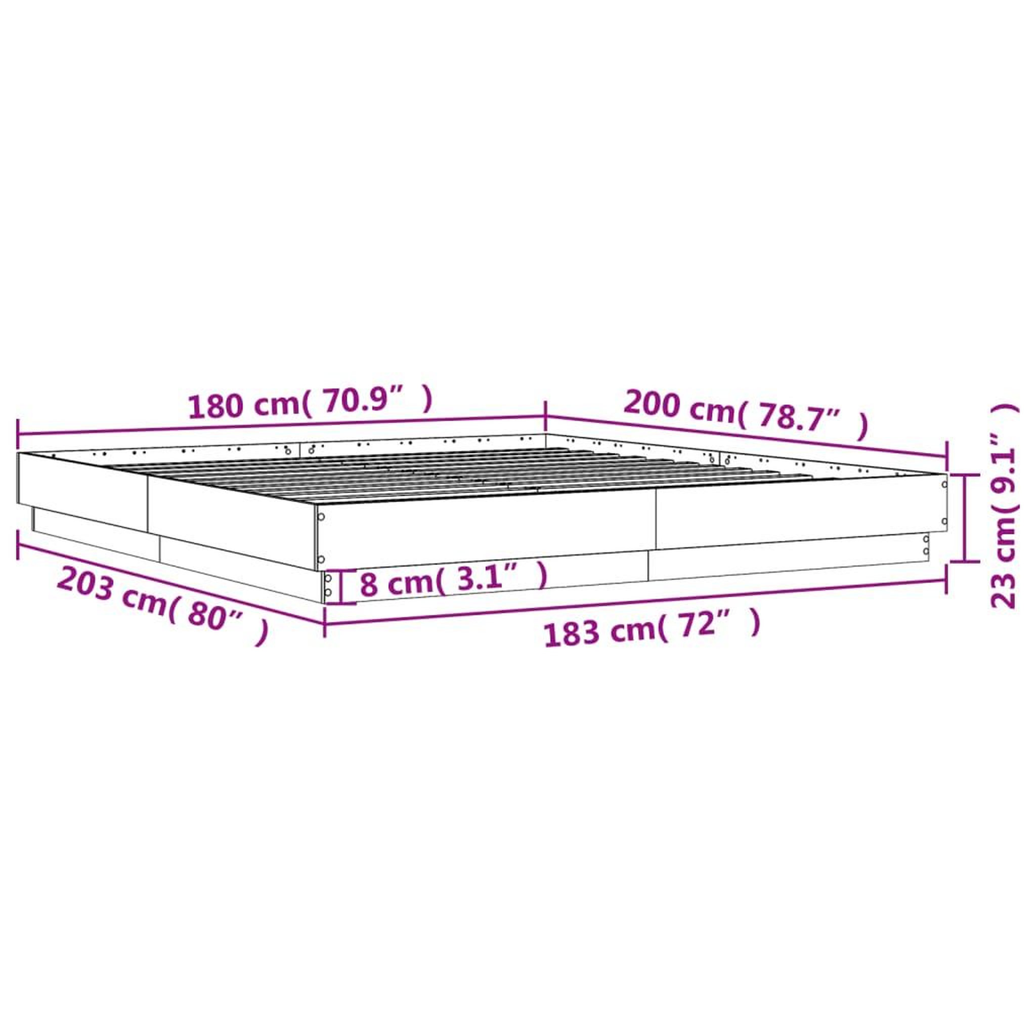 Voir la diapositive 6 : VIDAXL Cadre de lit sans matelas blanc 180x200 cm