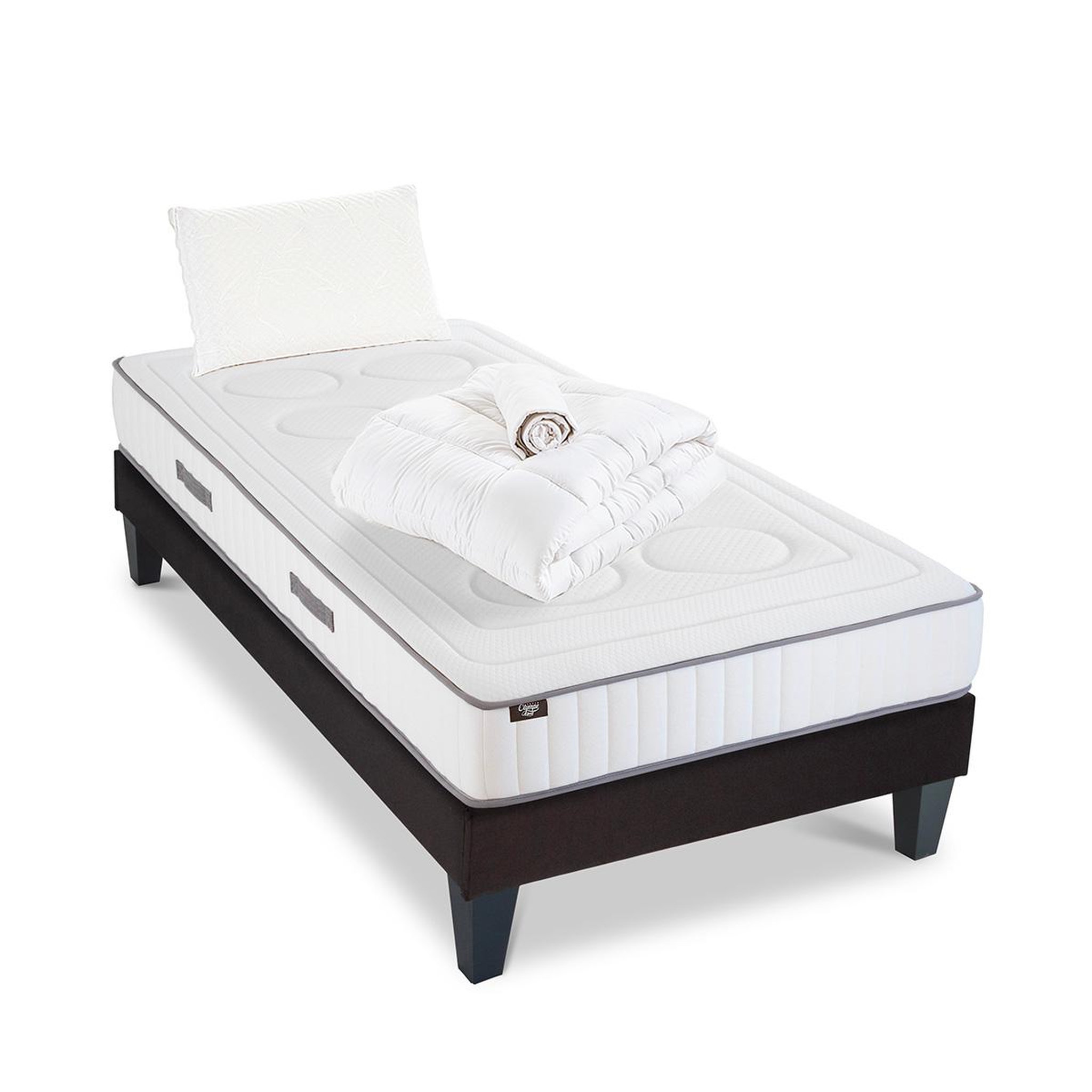 Voir la diapositive 5 : OLYMPE LITERIE Olympe literie | pack prêt à dormir cristal | matelas mémoire de forme + sommier bois + accessoires