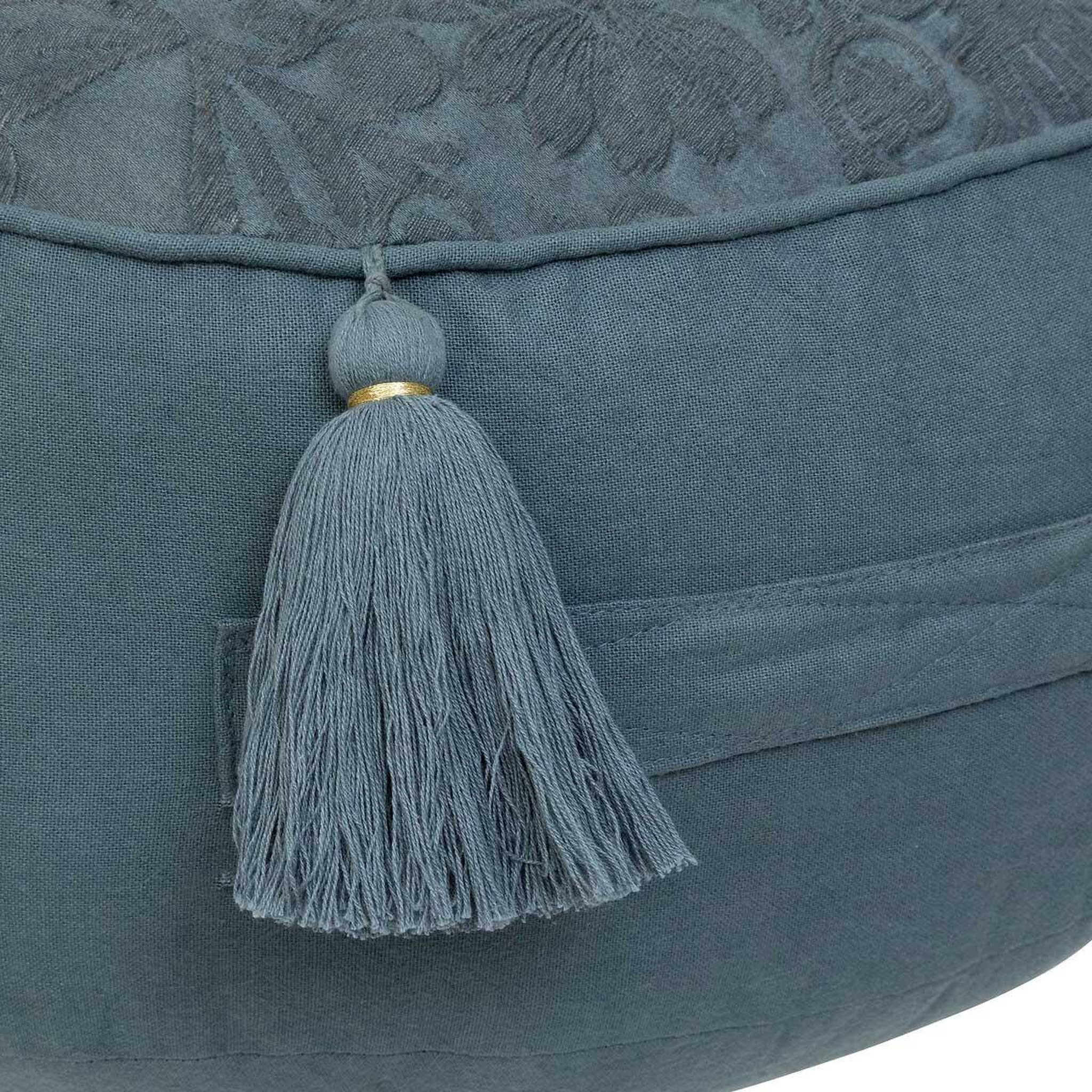 Voir la diapositive 2 : ATMOSPHERA Coussin de sol pompons  little cottage  43cm bleu