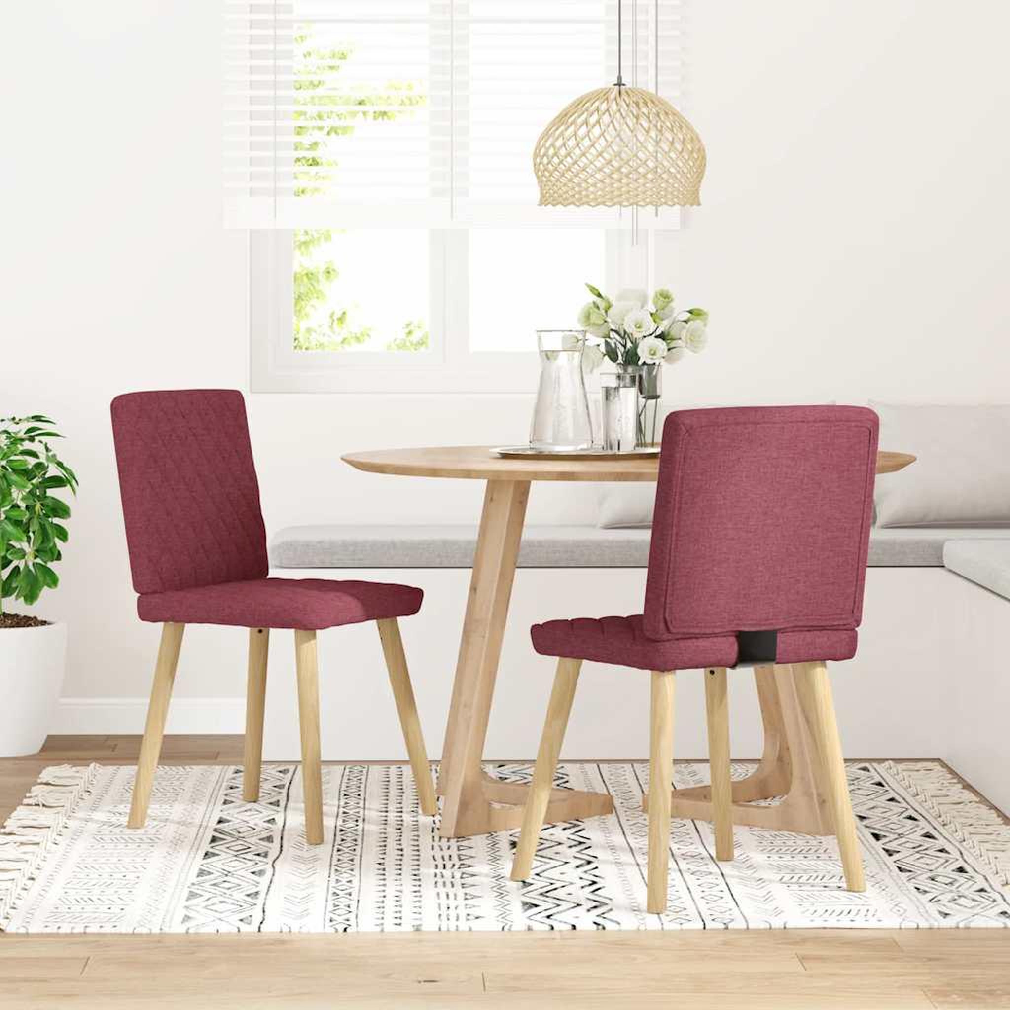 VIDAXL Chaises a manger lot de 2 rouge bordeaux tissu