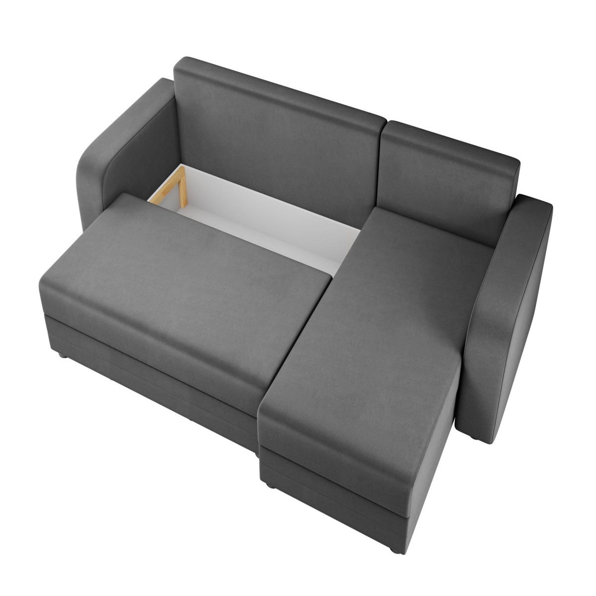 BEST MOBILIER Harvey - canapé d'angle réversible 4 places convertible avec coffre en velours