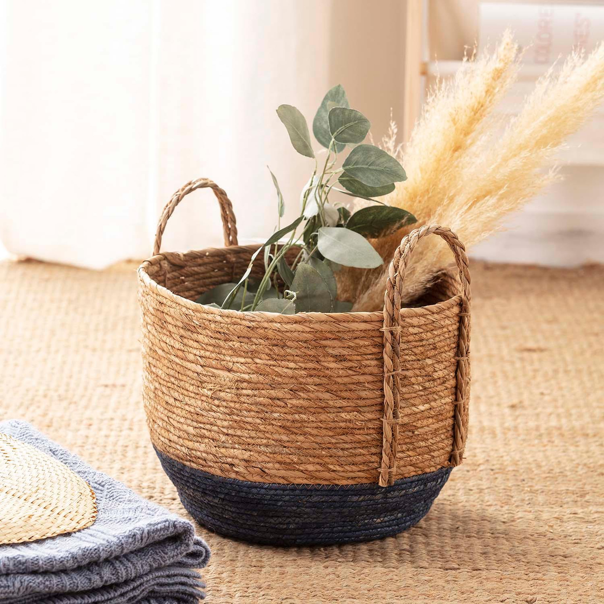 Voir la diapositive 2 : VS VENTA-STOCK Set de 3 paniers Iria fibre naturelle, bleu/naturel
