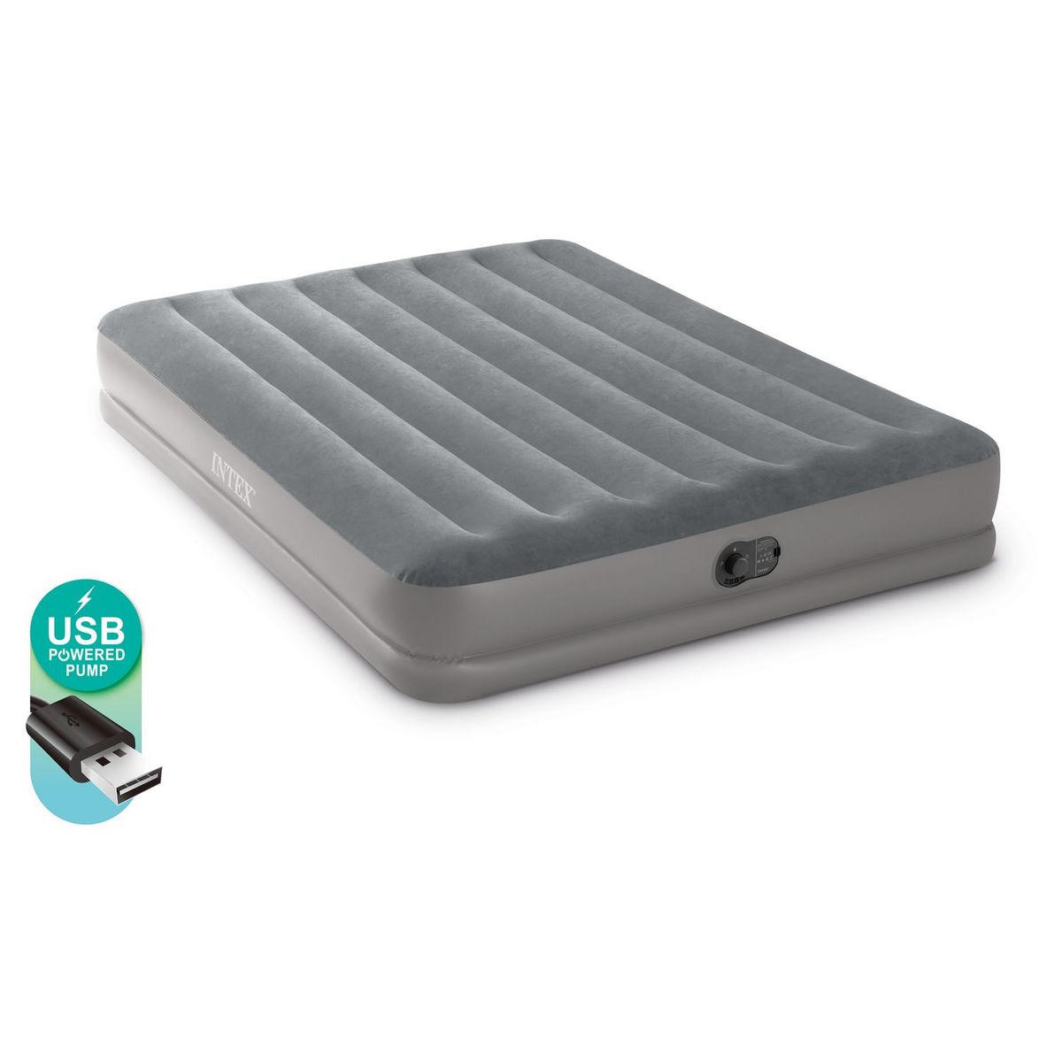 INTEX Matelas gonflable de camping électrique - 2 personnes - 2,03 x 1,52 x 30cm - FLEX PUMP