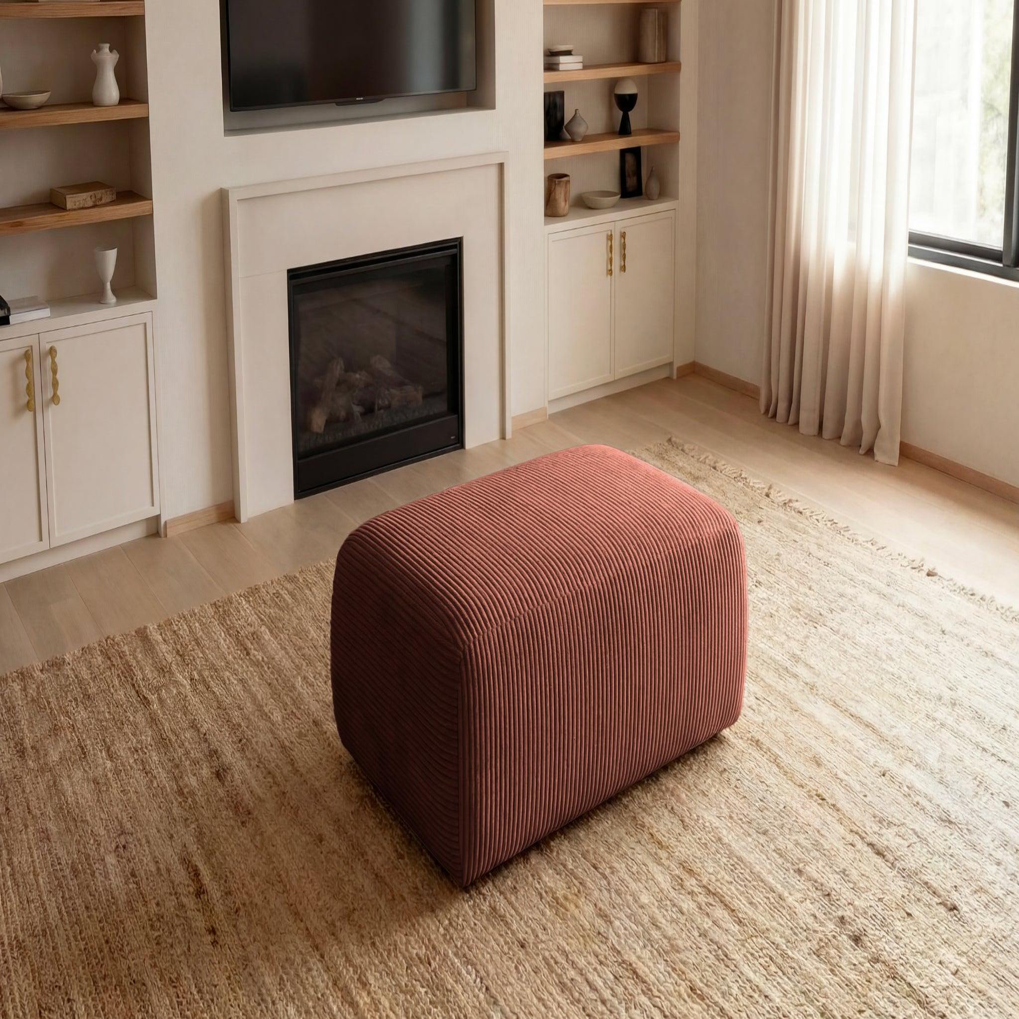 Voir la diapositive 2 : CASANOVA PARIS Sacha - pouf en velours côtelé 105x57x40