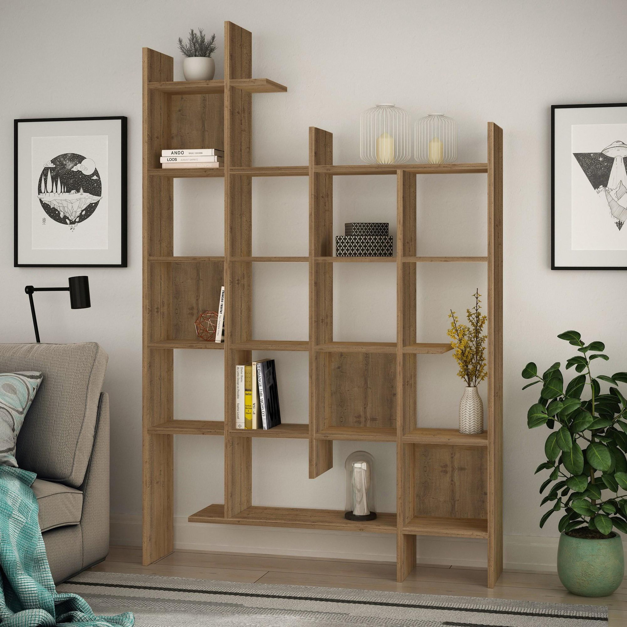 Voir la diapositive 2 : Habitat et Jardin Bibliothèque en bois  manco  - 122 x 25 x 188 cm - hitit