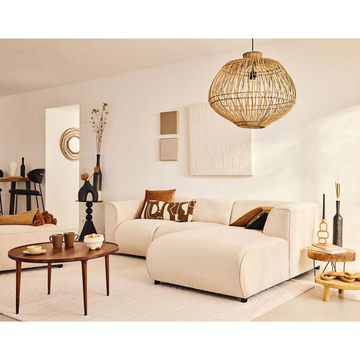 LISA DESIGN Suaro - canapé modulable d'angle droit 4 places en tissu texturé