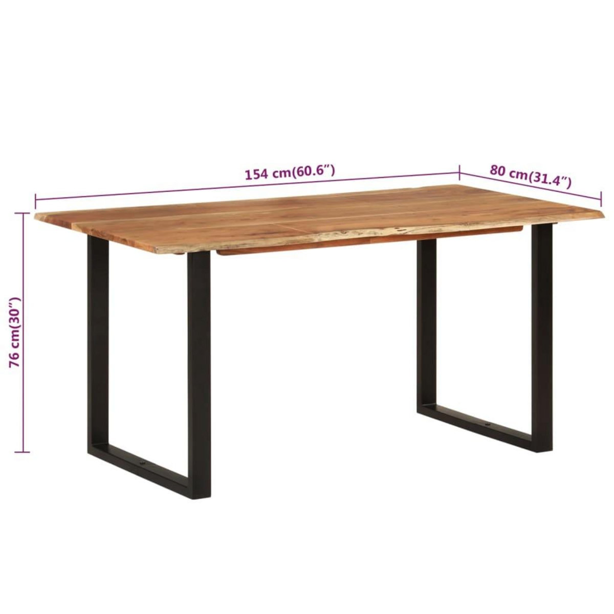 VIDAXL Table de salle a manger 154x80x76 cm Bois d'acacia solide