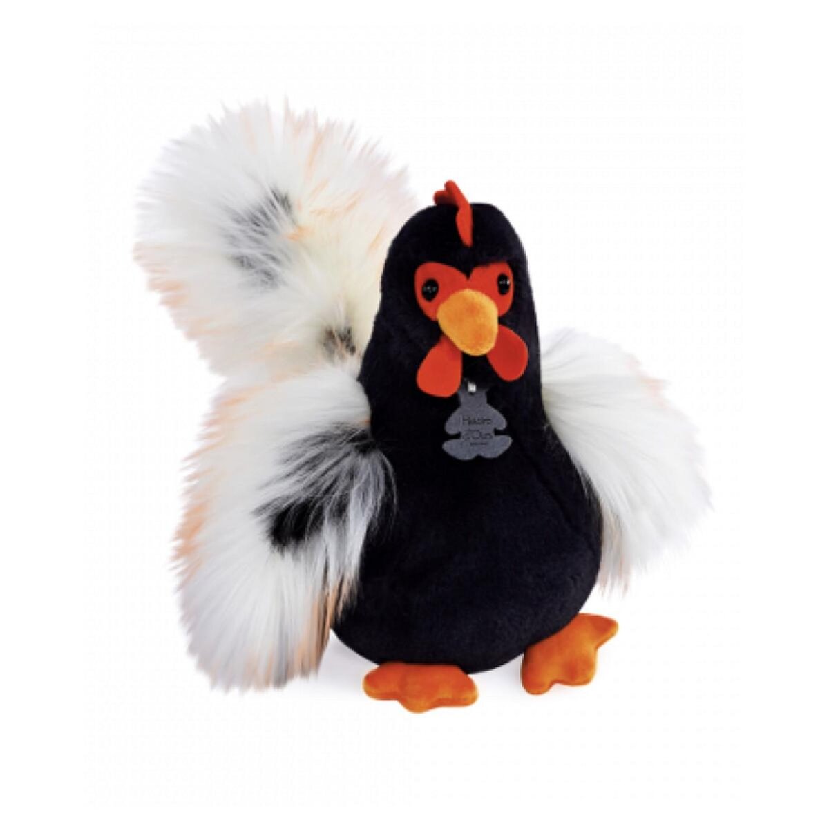 Histoire D'Ours Peluche coq Coq rico noir et blanc -26 cm - Histoire d ours