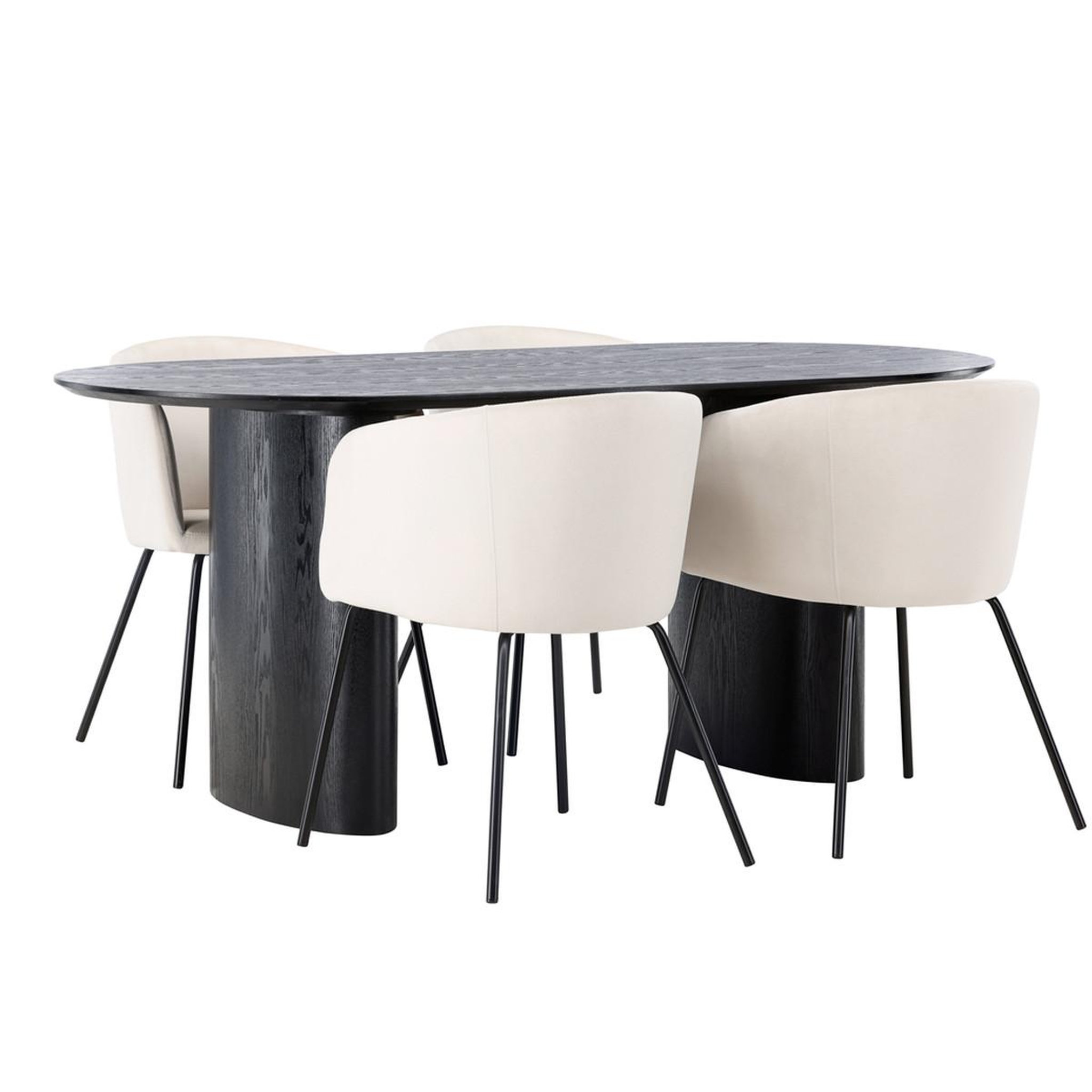 Paris Prix Ensemble table à manger & 4 chaises  isolde & berit  180cm noir & beige