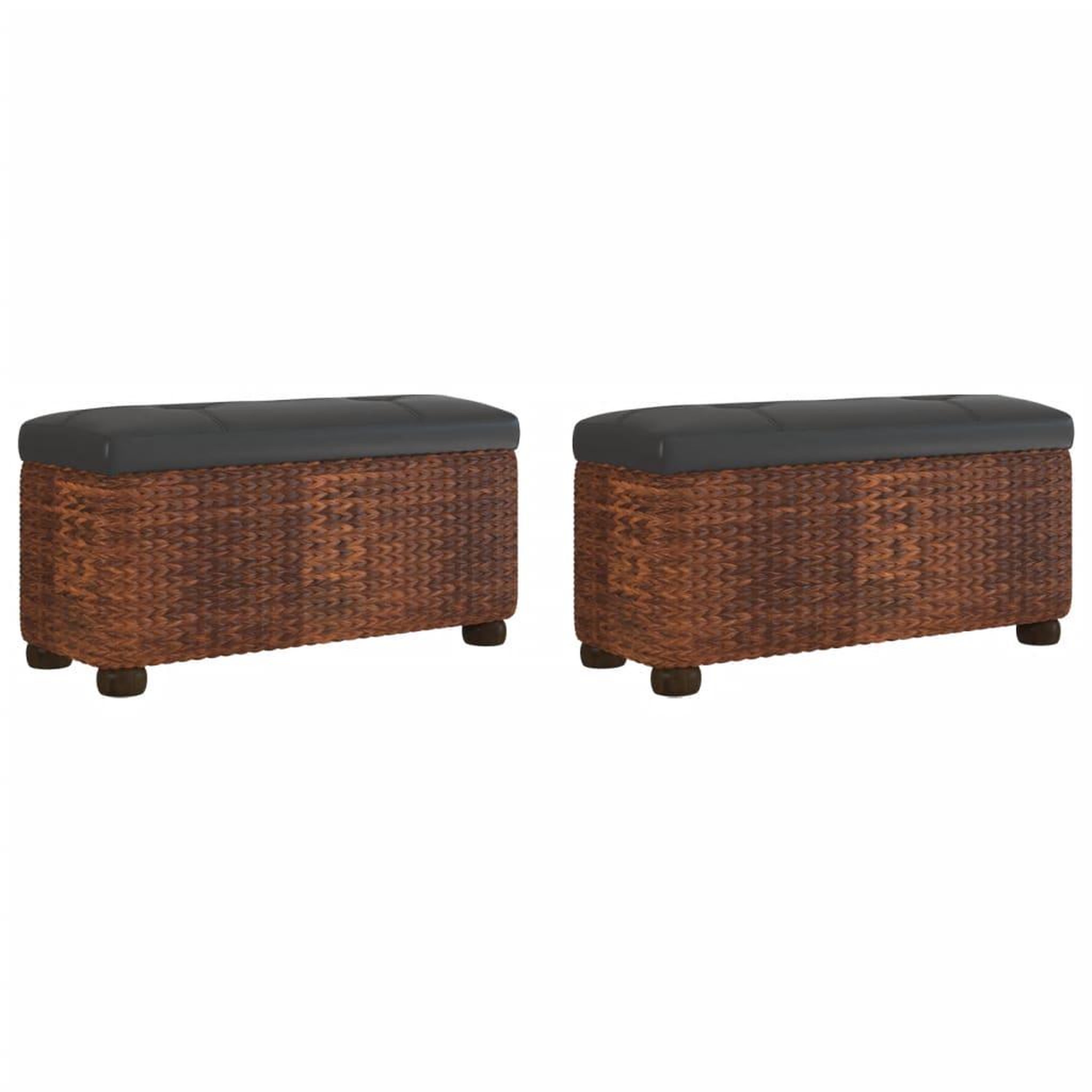 Voir la diapositive 2 : VIDAXL Bancs de rangement lot de 2 et coussin marron 69 cm quenouille