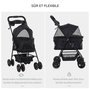 Voir la diapositive 5 : PAWHUT Poussette buggy pliable chien chat panier rangement porte-gobelets tissu 300D Oxford imperméable 4 roues noir