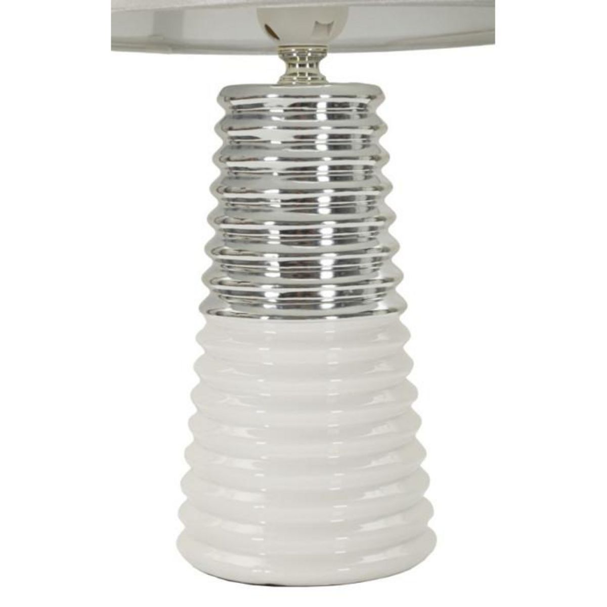 Paris Prix Lampe à Poser en Céramique  Candela  41cm Argent & Blanc