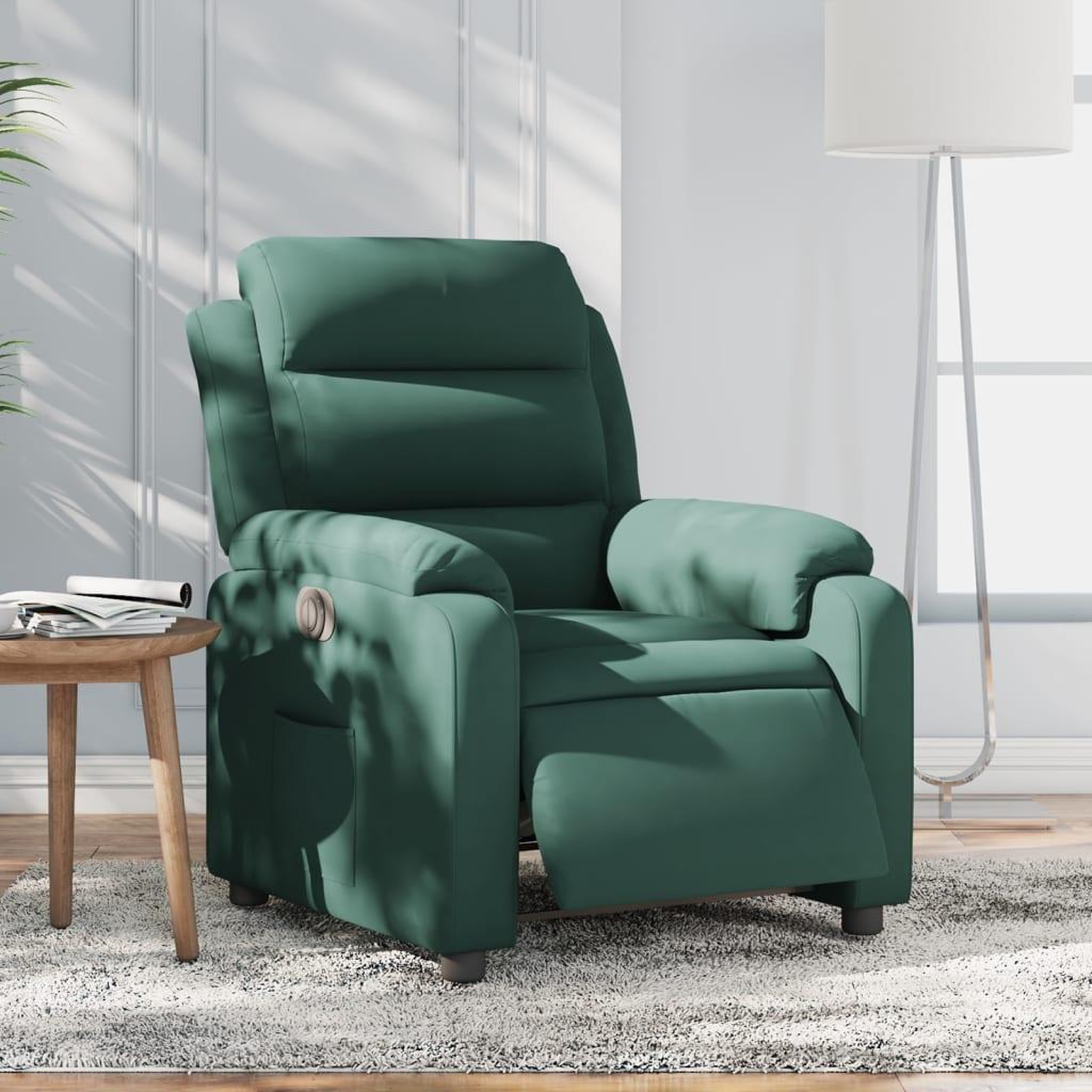 VIDAXL Fauteuil inclinable electrique vert fonce velours