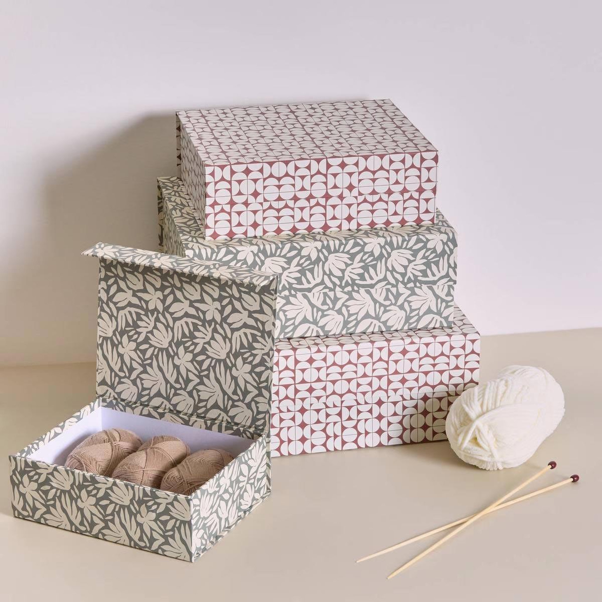 Voir la diapositive 2 : FIVE Lot de 4 boîtes de rangement  floréa  40cm multicolore