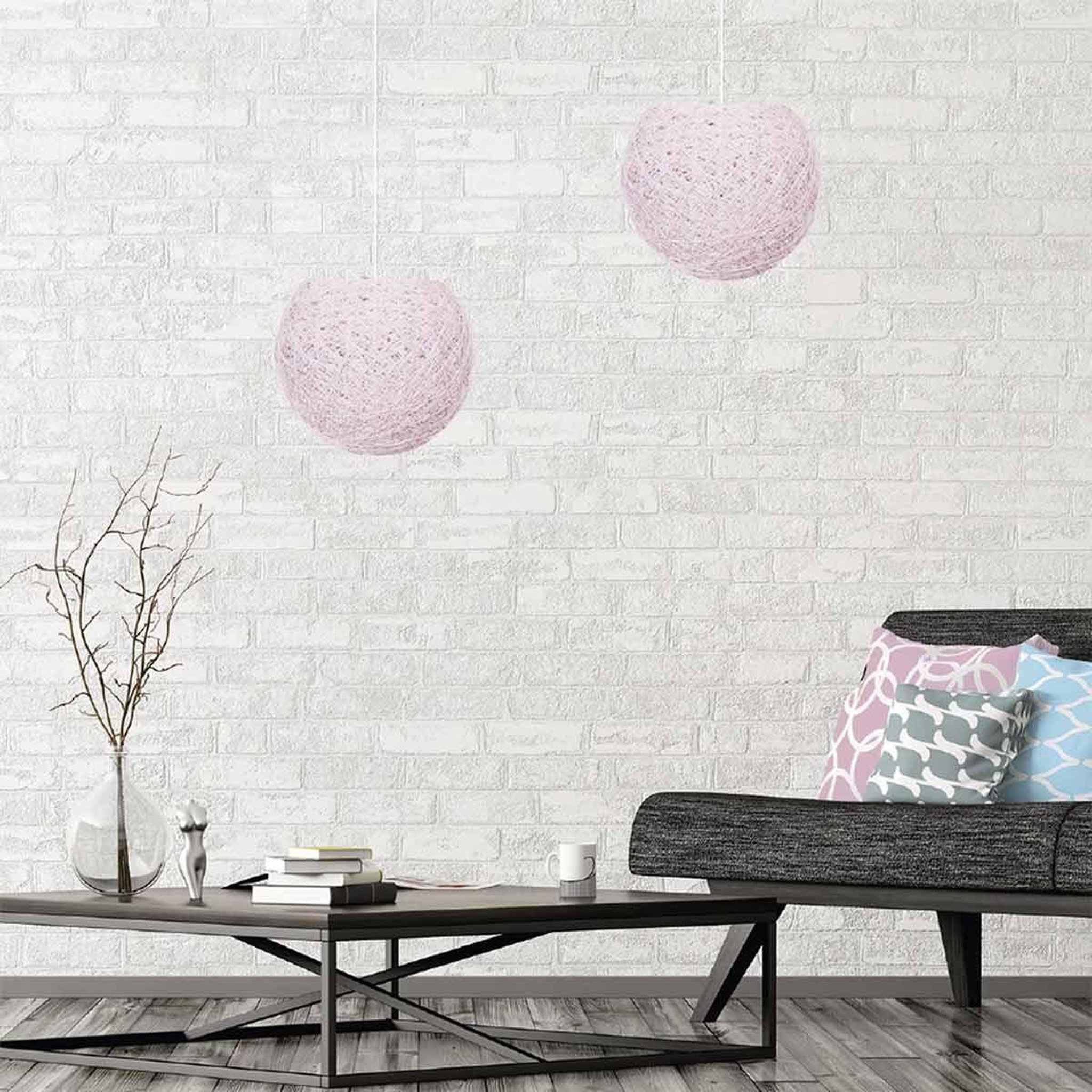Voir la diapositive 2 : The Home Deco Factory Abat-jour intérieur  suspension  20cm rose