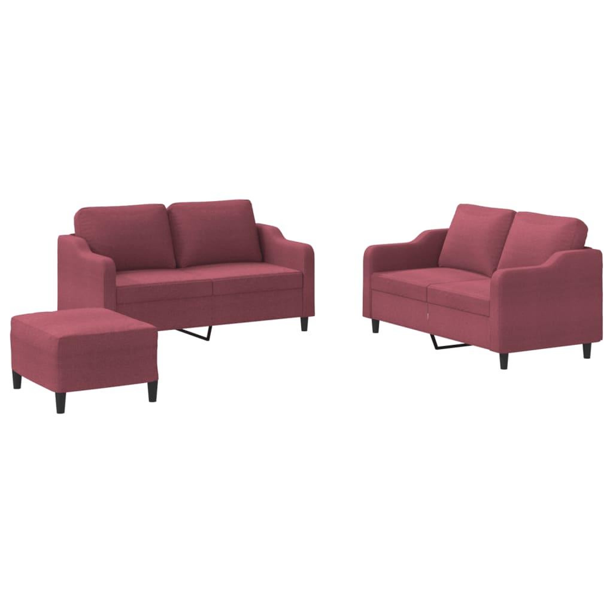 Voir la diapositive 2 : VIDAXL Ensemble de canapes 3 pcs avec coussins Rouge bordeaux Tissu