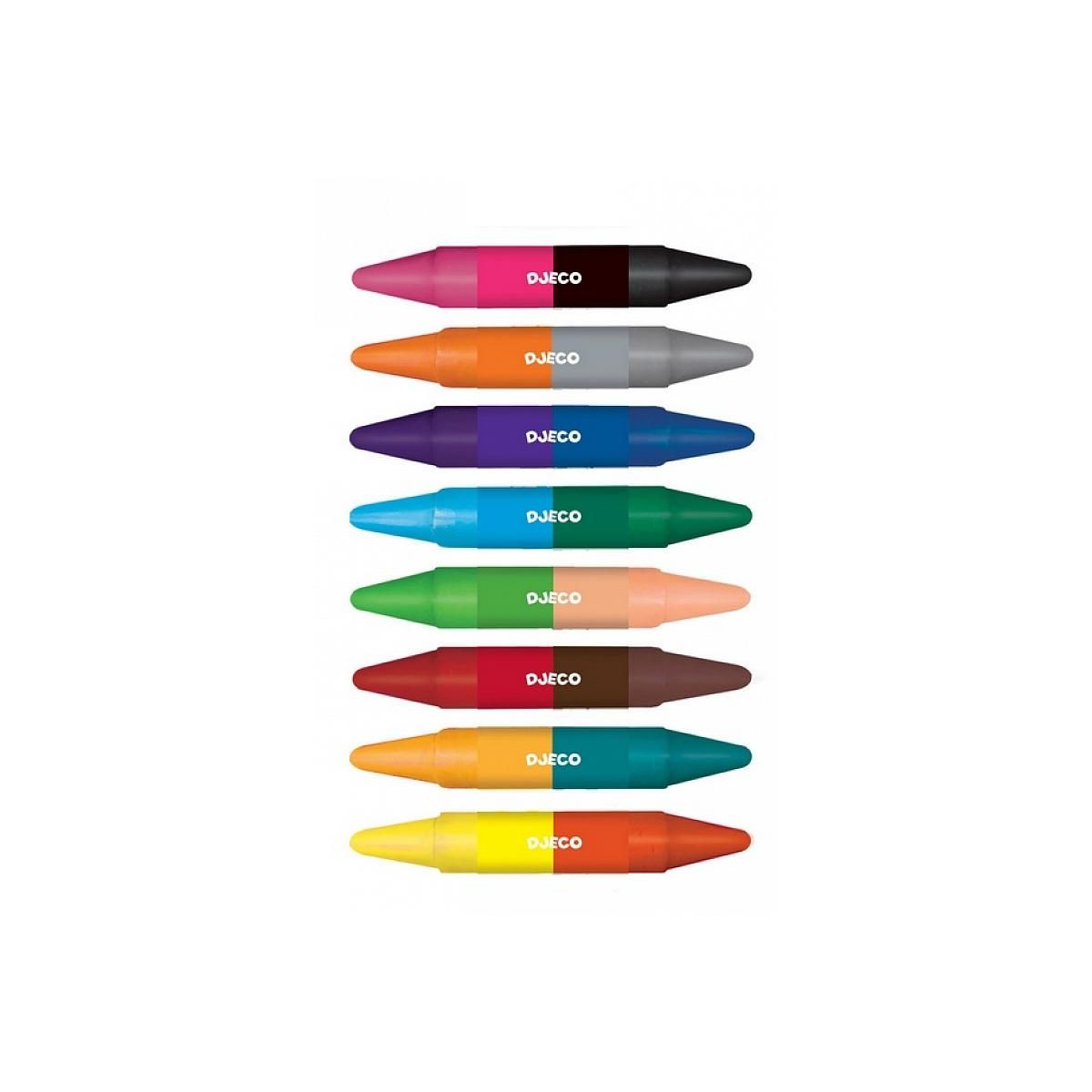 Djeco 8 crayons cire double cotes