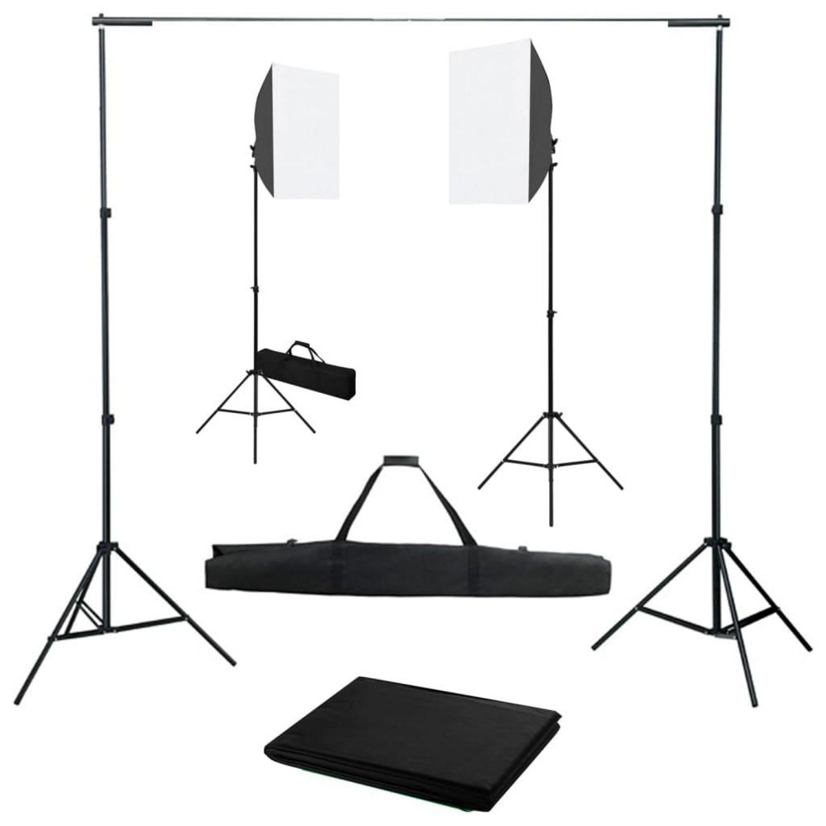 VIDAXL Kit de studio photo avec boîtes a lumiere et toile de fond