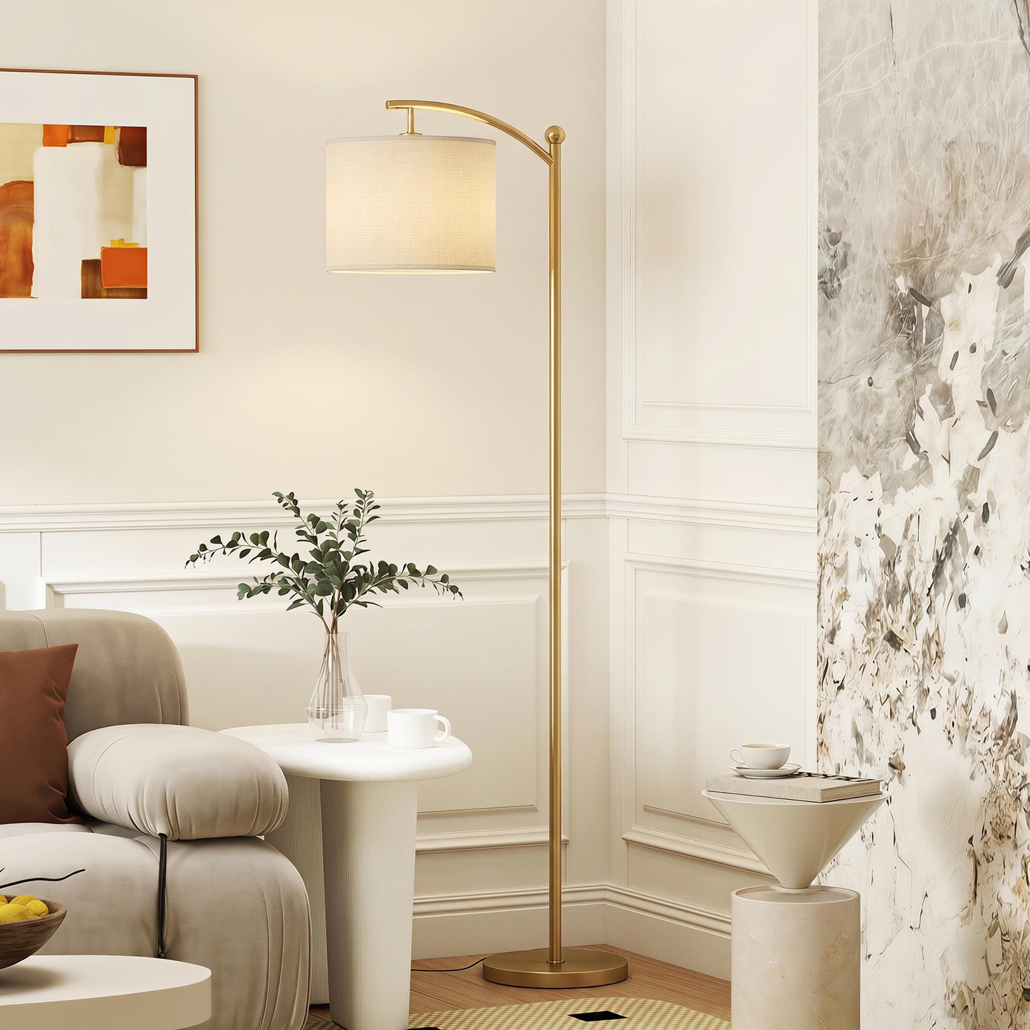 Voir la diapositive 2 : HOMCOM Lampadaire dimmable h.60 cm 2 températures de couleur timer 60 min télécommande doré