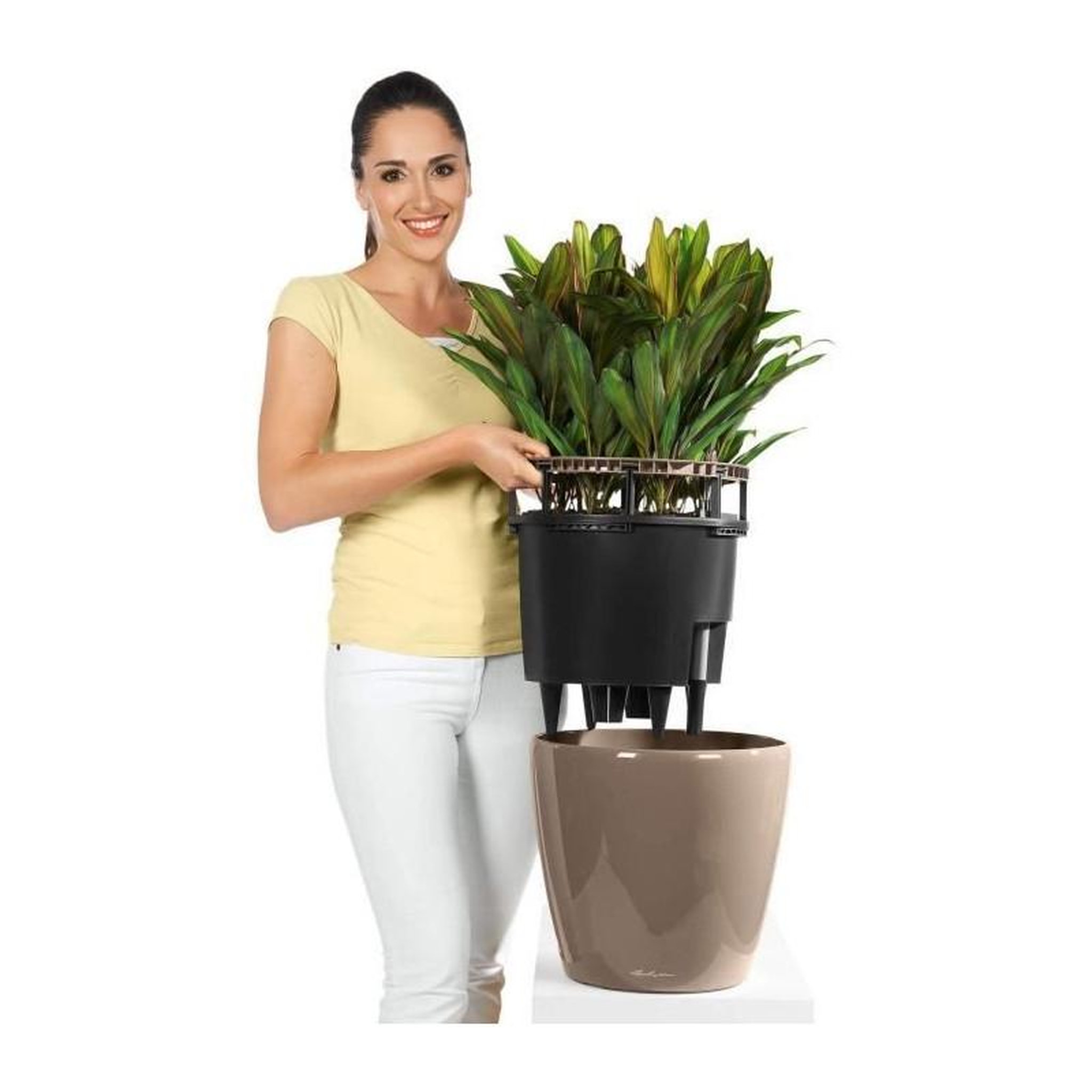 Voir la diapositive 5 : LECHUZA Classico Premium LS 50 - kit complet, rouge scarlet brillant Ø 50 X 47