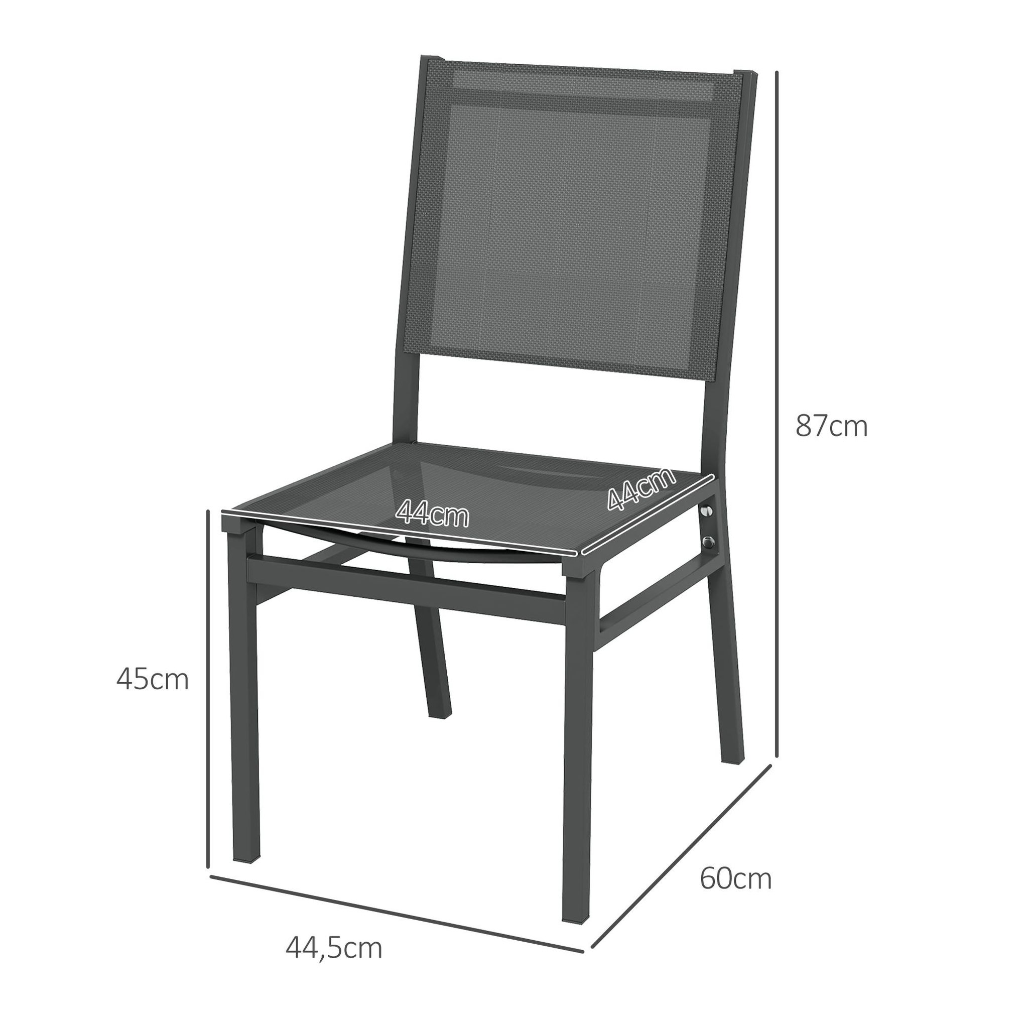 Voir la diapositive 3 : OUTSUNNY Lot de 4 chaises de jardin alu textilène gris