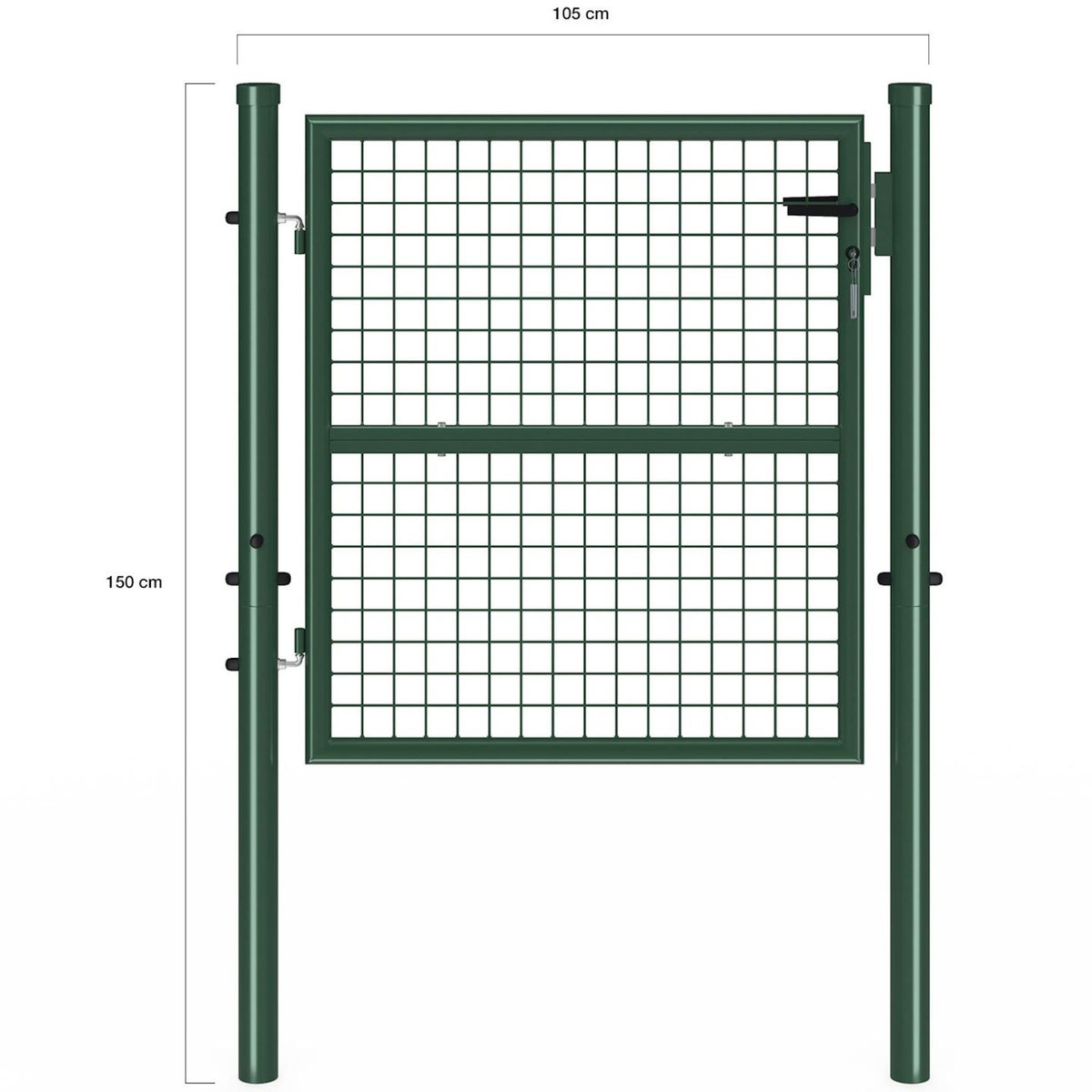 ID MARKET Portillon de jardin 105 x 100 cm en acier avec serrure et poignée vert