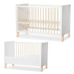 KINDERKRAFT Lit bébé avec sommier réglable et design moderne. Coloris disponibles : Blanc