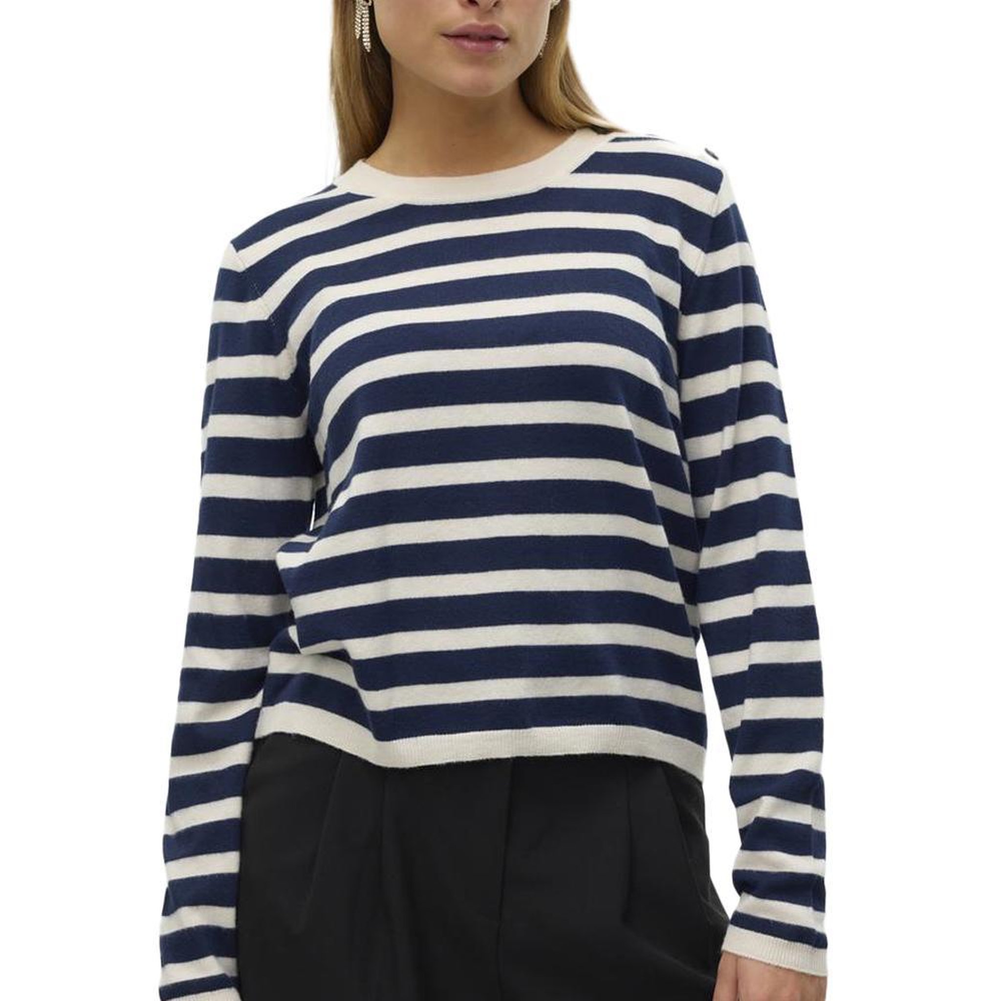 Voir la diapositive 1 : Vero Moda Pull Rayure /Écru Femme Vero Moda Fantastic Button