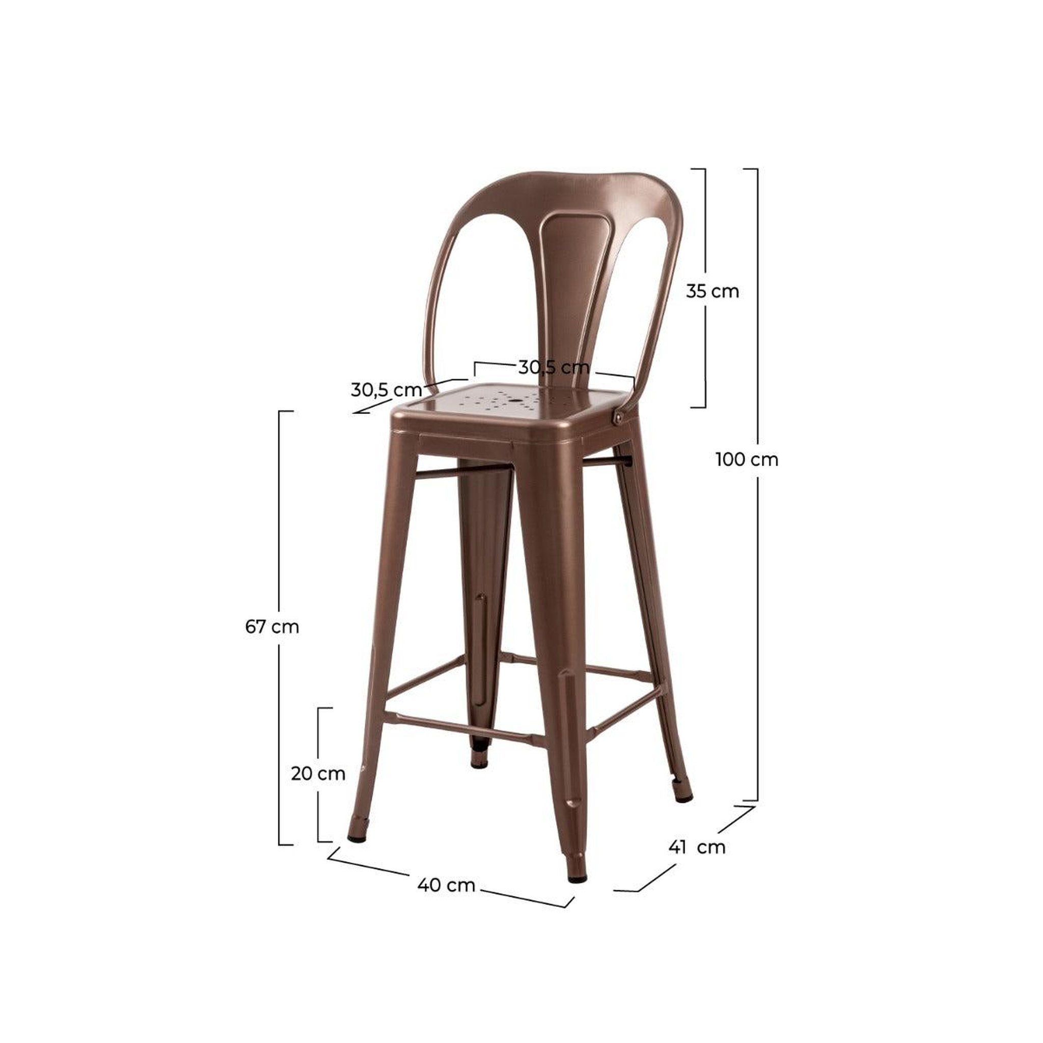 Voir la diapositive 4 : MAISON PAVANE Lot de 2 chaises pour îlot central 67 cm en métal cuivre-indus