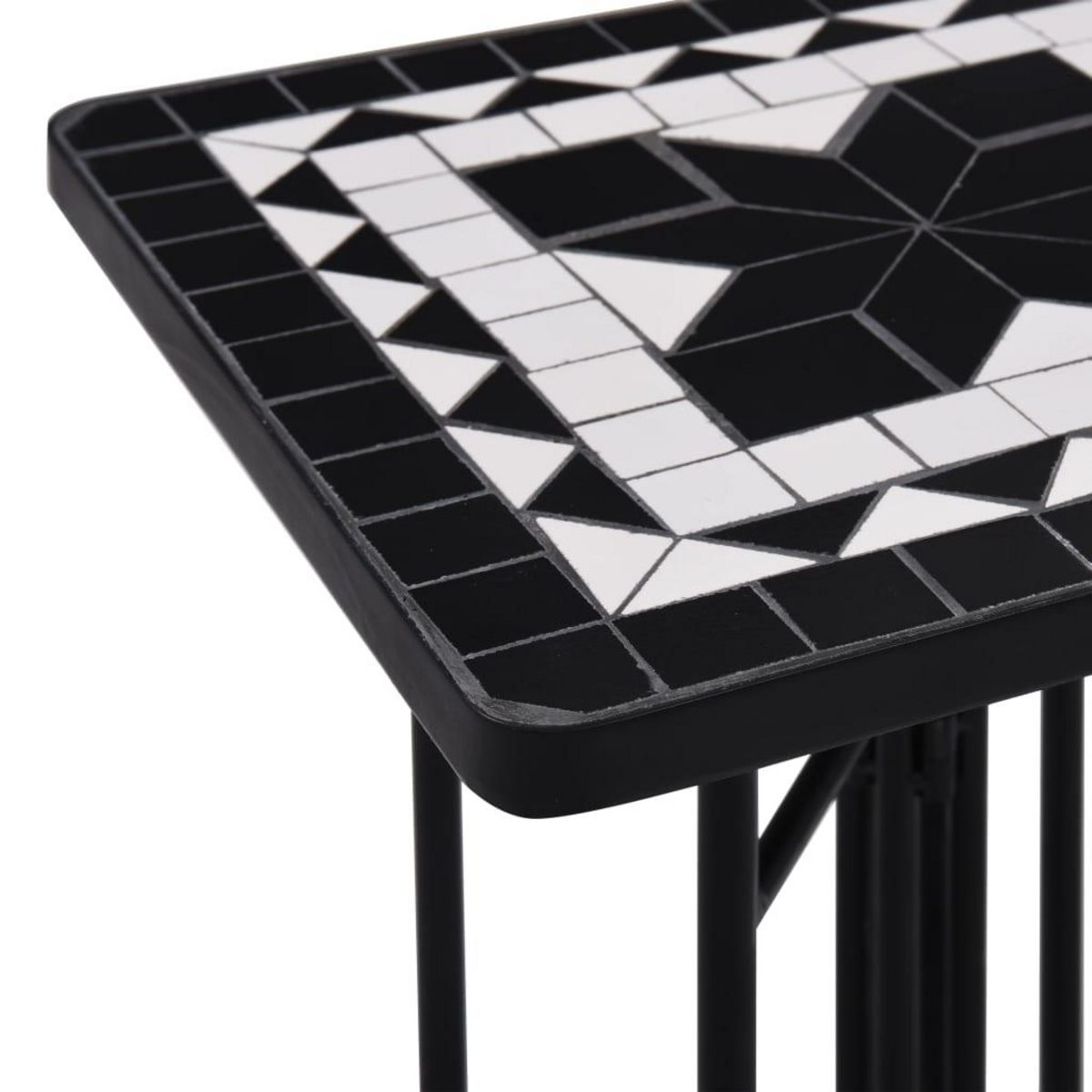 VIDAXL Table de bistro mosaïque noir et blanc Ceramique