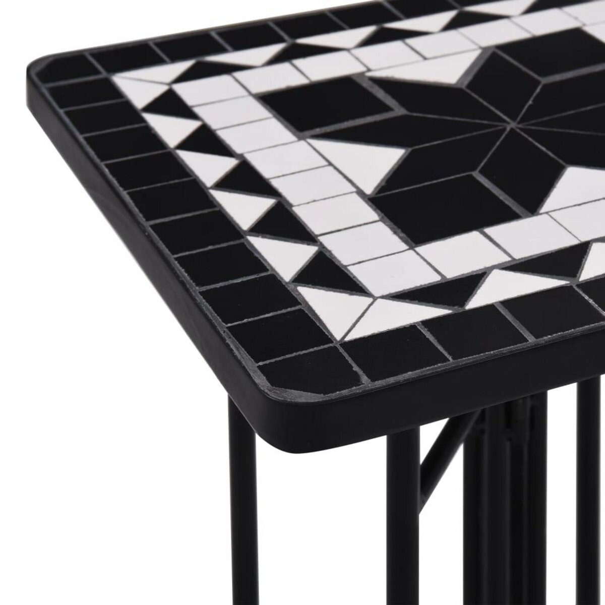 VIDAXL Table de bistro mosaïque noir et blanc Ceramique