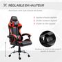 Voir la diapositive 6 : VINSETTO Fauteuil de bureau gamer style baquet racing - pivotant, inclinable - coussins tétière et lombaires inclus - revêtement PU rouge noir