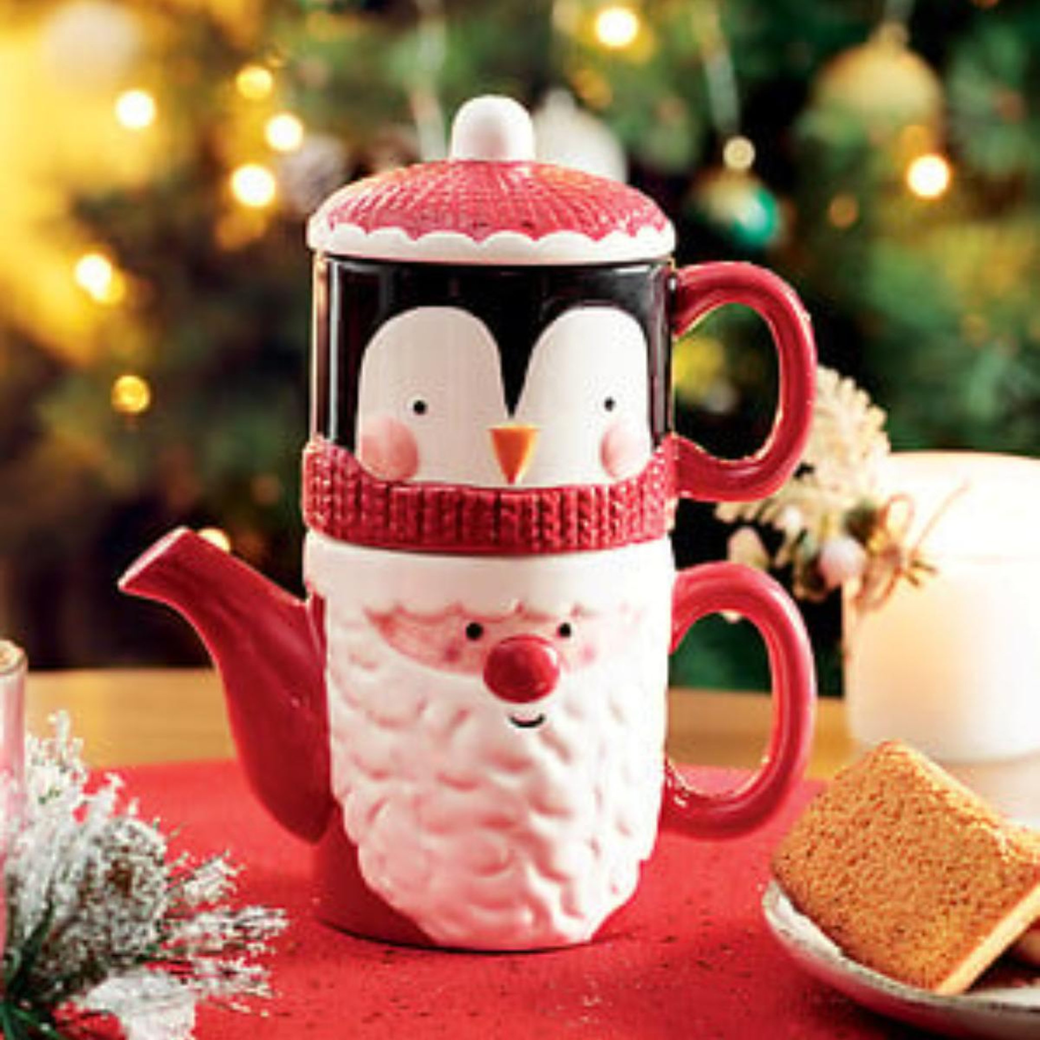 Voir la diapositive 5 : ATMOSPHERA Théière avec tasse  père noël  21cm multicolore