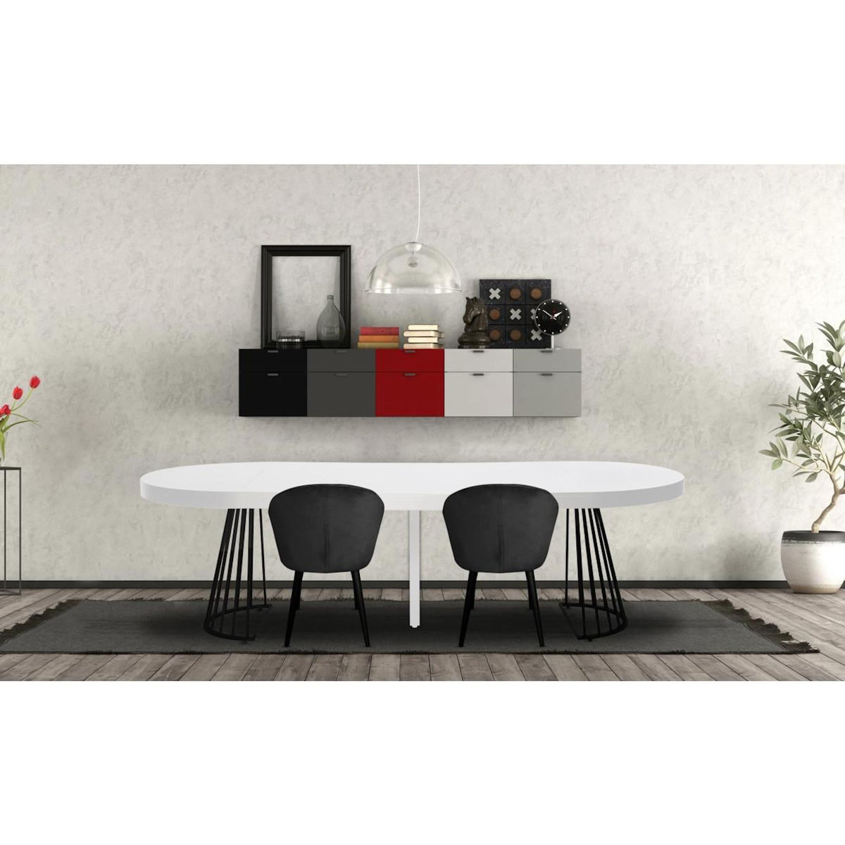 Paris Prix Table de Repas Extensible  Virginia  110-260cm Blanc