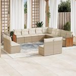 VIDAXL Salon de jardin avec coussins 13 pcs beige resine tressee