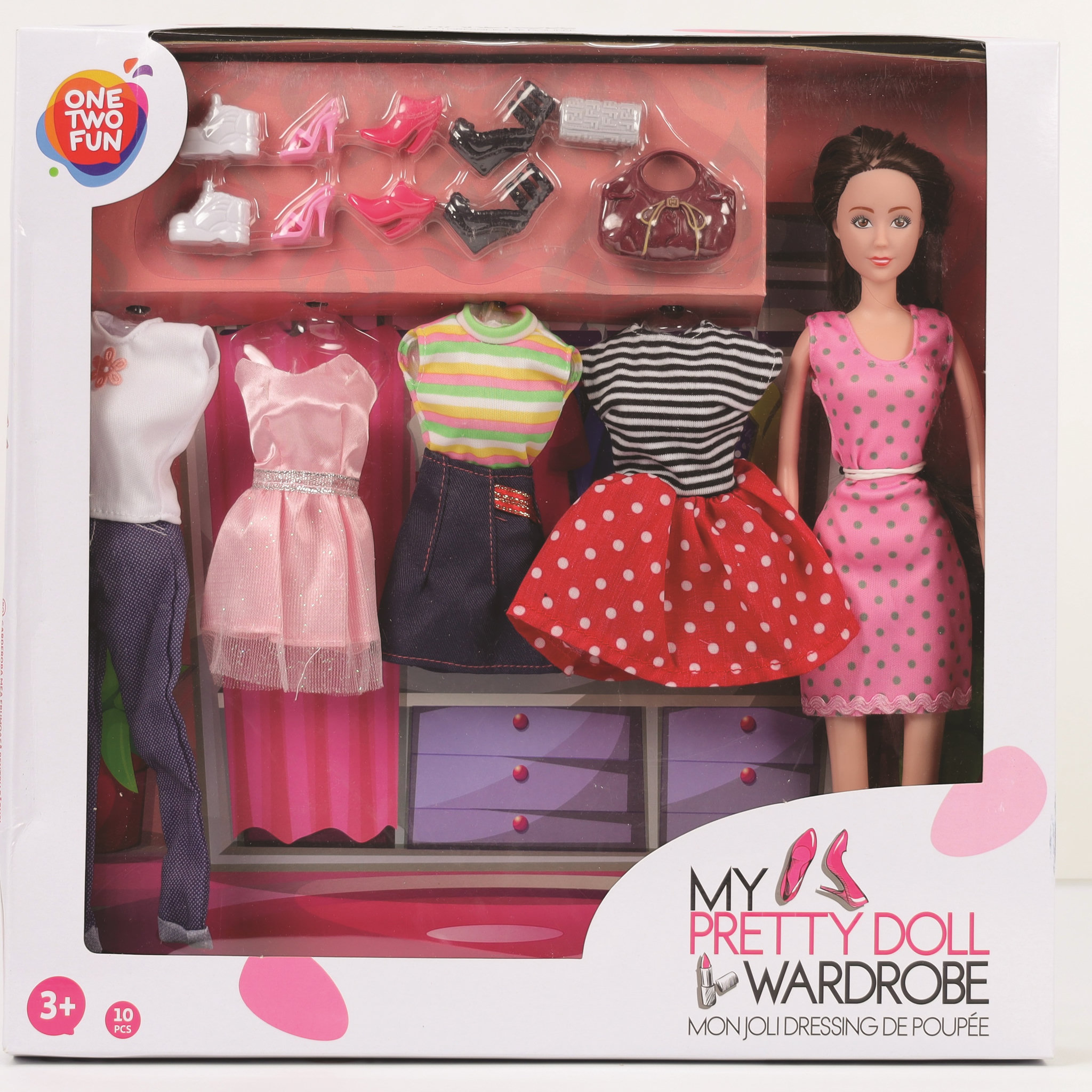 Voir la diapositive 4 : One Two Fun Mon joli dressing avec poupée et 4 tenues + accessoires