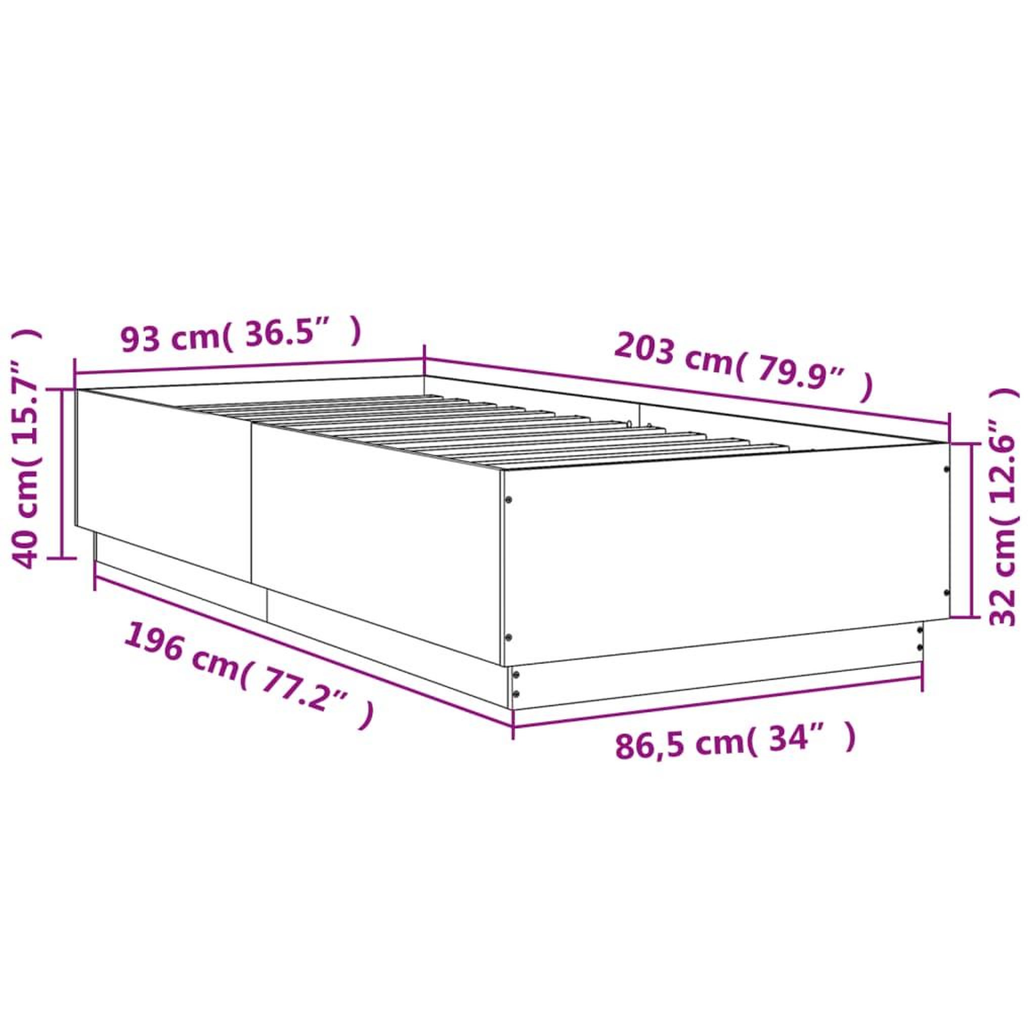 Voir la diapositive 6 : VIDAXL Cadre de lit avec LED sans matelas chene fume 90x200 cm