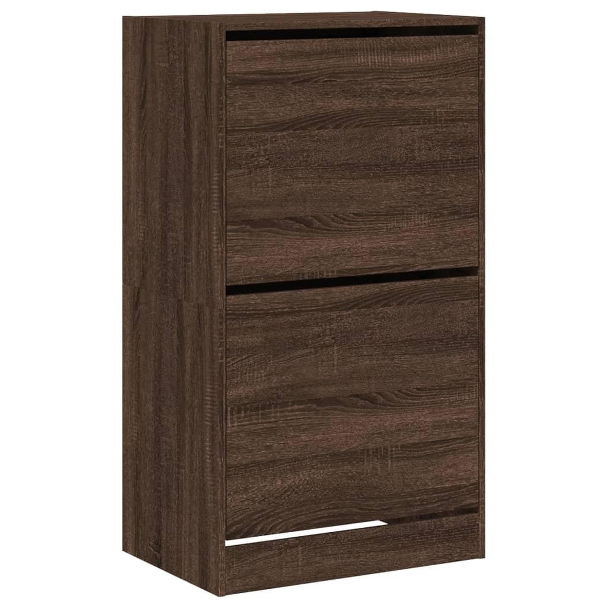 Voir la diapositive 2 : VIDAXL Armoire a chaussures 2 tiroirs rabattables chene marron