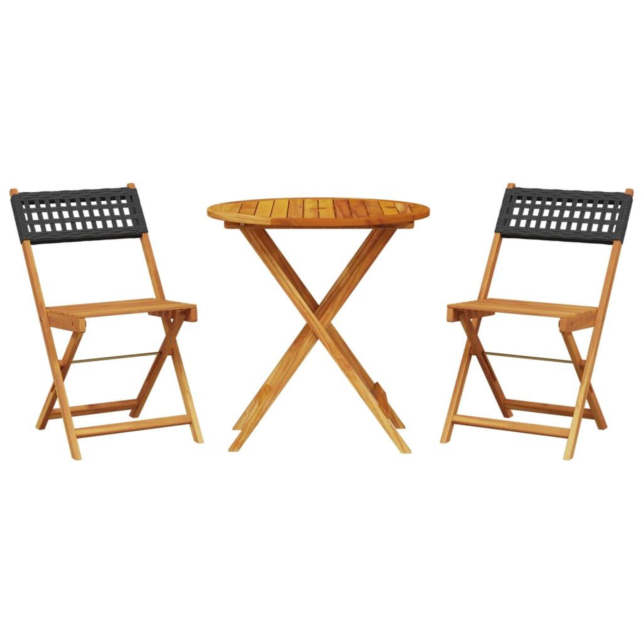 Voir la diapositive 2 : VIDAXL Ensemble de bistro 3 pcs noir resine tressee et bois massif