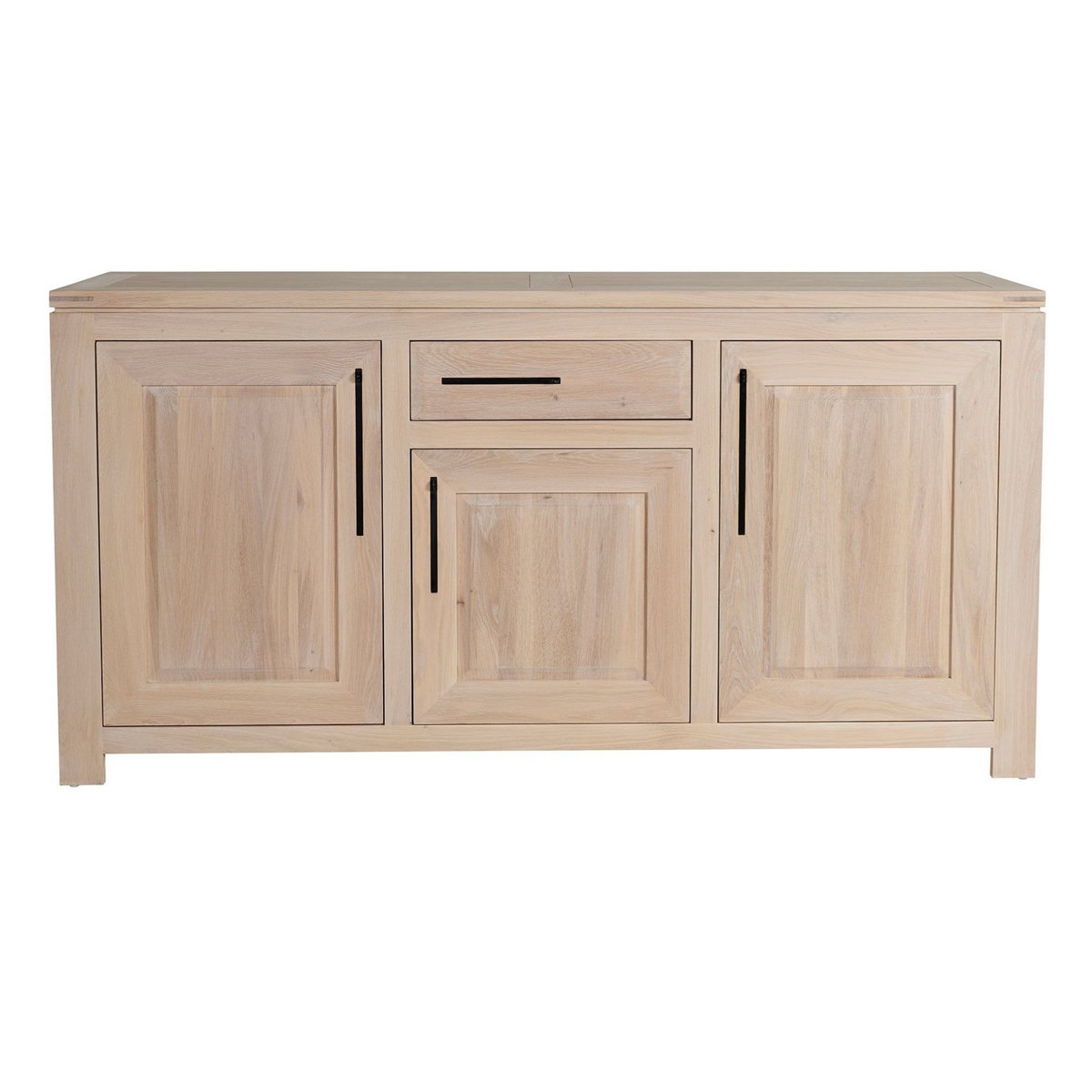 HELLIN Buffet bas moderne en chêne blanchi 3 portes 1 tiroir - BOSTON