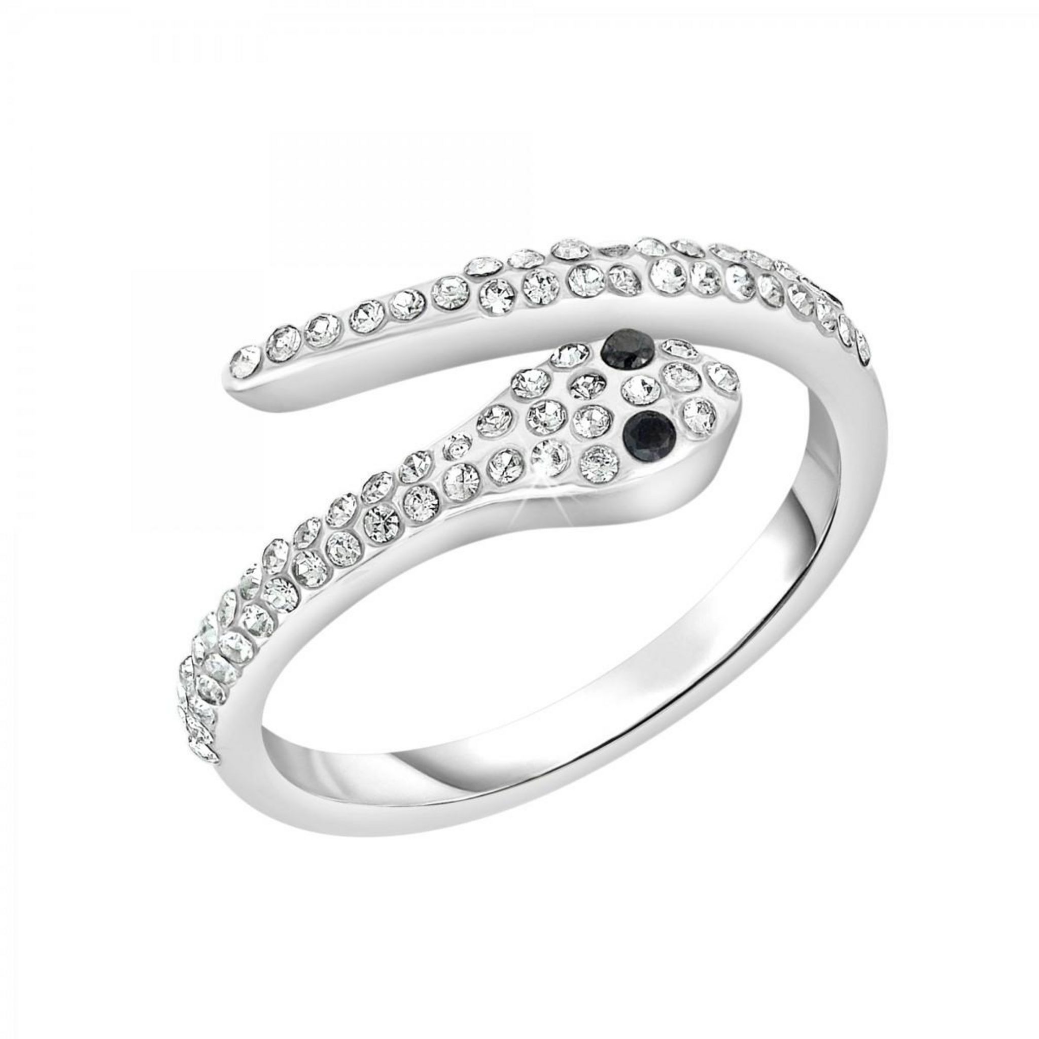 SC CRYSTAL Bague serpent ajustable par SC Crystal ornée de deux véritables diamants noirs
