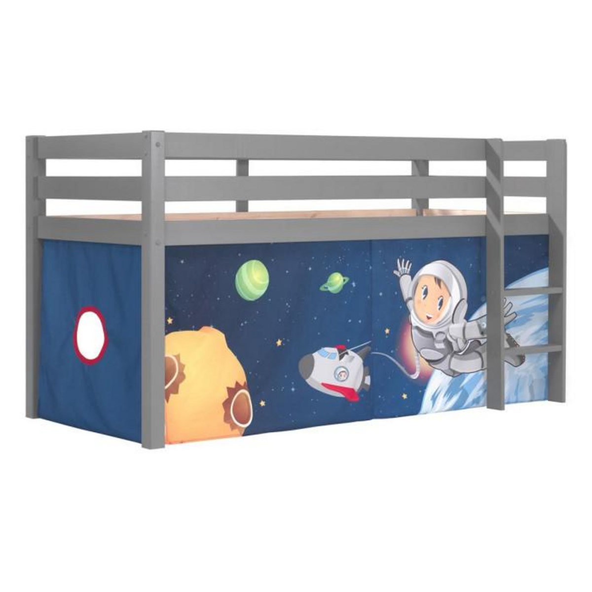Paris Prix Lit Enfant  Pino Astronaute  90x200cm Gris