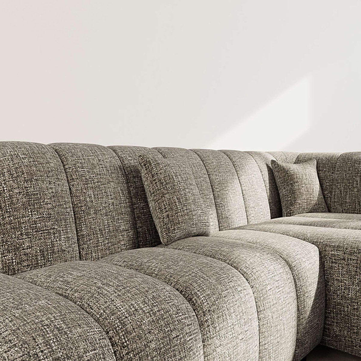 LISA DESIGN Curtis - canapé d'angle droit 4 places sans accoudoir en tissu texturé