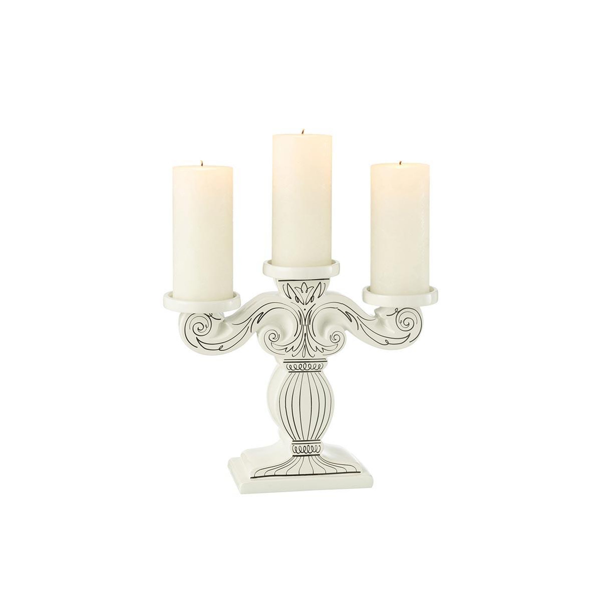 Voir la diapositive 2 : J-LINE Chandelier 3 Branches  Dolomie  33cm Blanc