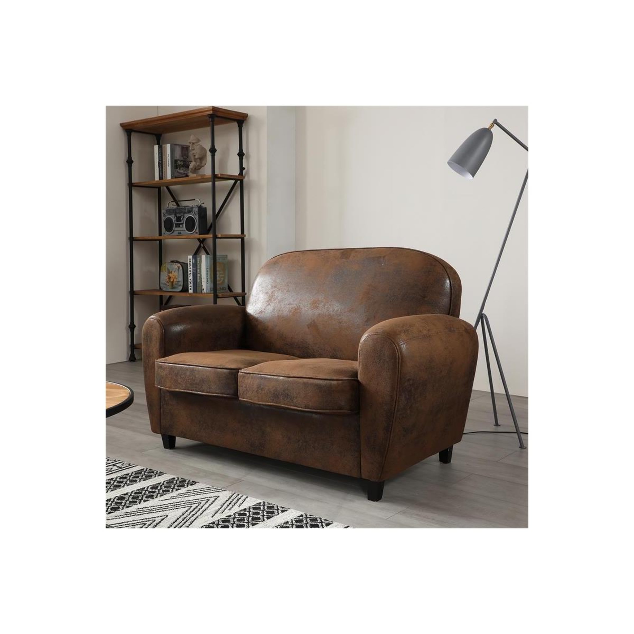 Voir la diapositive 6 : The Home Deco Factory Canapé club vintage  confortable  139cm marron