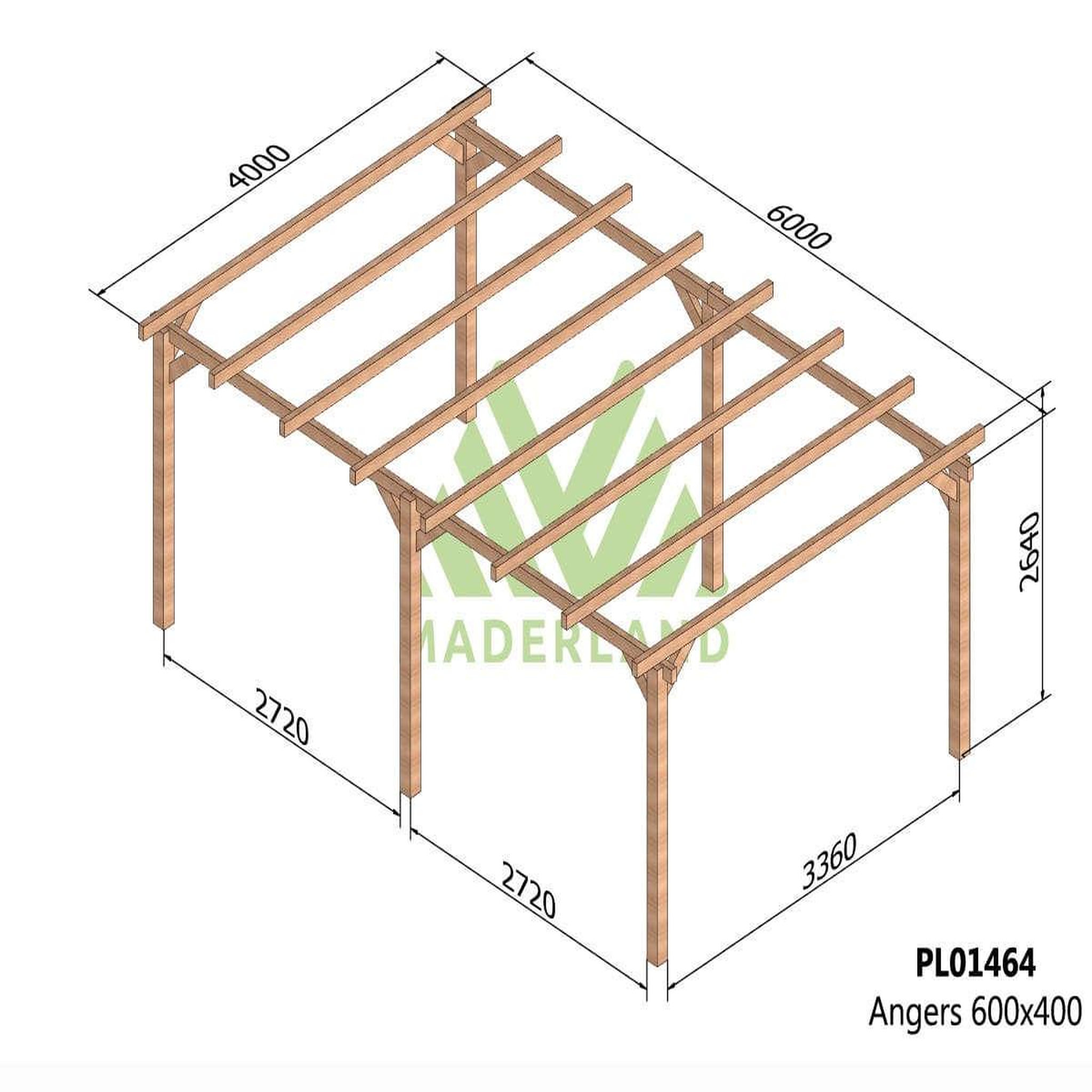 Voir la diapositive 2 : JARDIDECO Pergola en bois lamellé-collé angers 600 x 400 cm - maderland